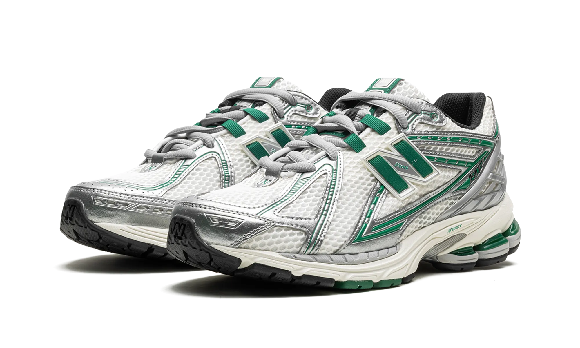 Lace   Up Closure joggers' shoes 1906R "White Silver Green"