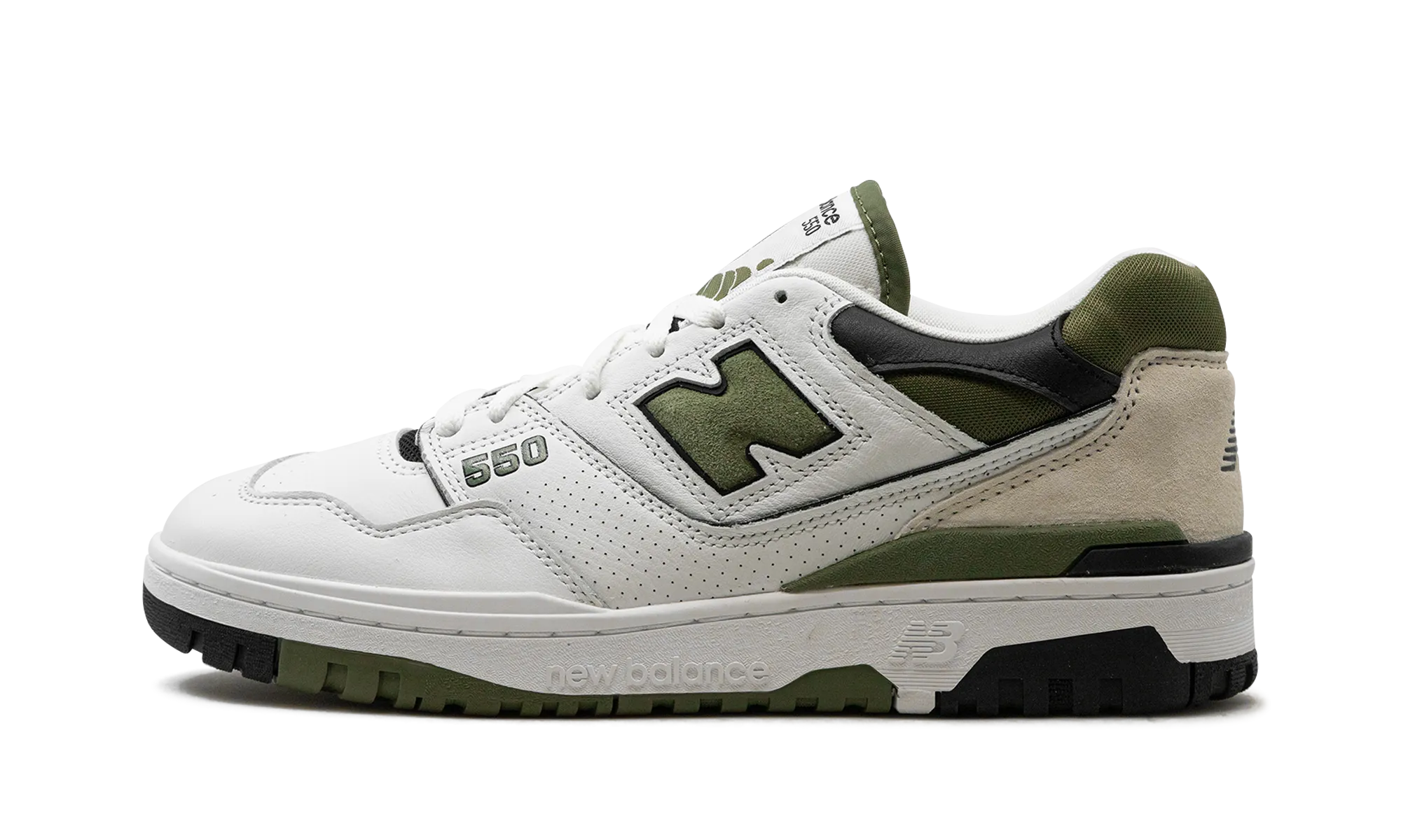 550 "White / Dark Olivine" Remarkable flexibility moisture - wicking lining shoes