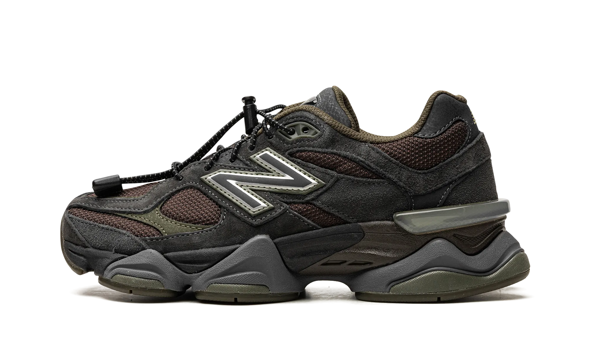 9060 "Blacktop/Dark Moss/Black" elastic band shoes