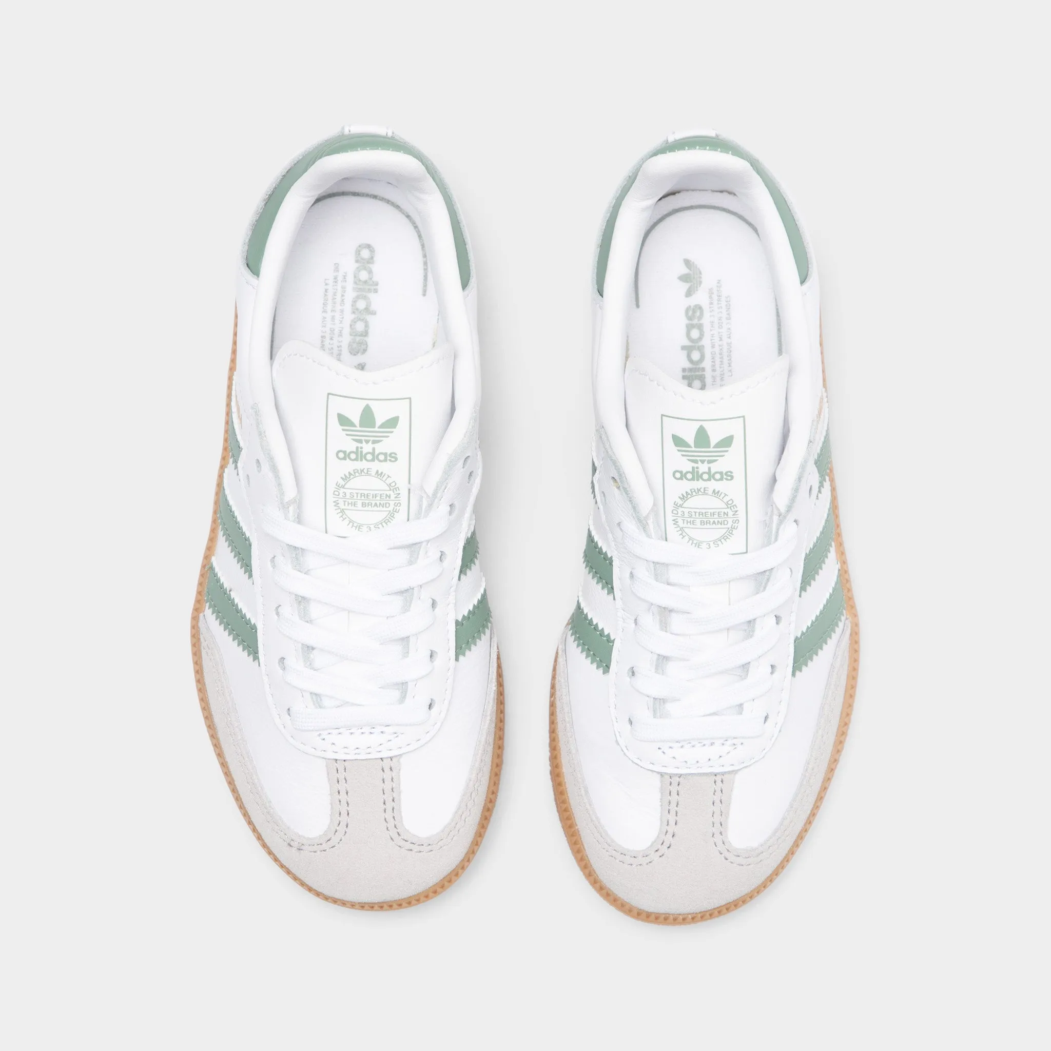 Low Profile Drop indoor activity adidas Children's Samba OG Footwear White / Silver Green - Gum