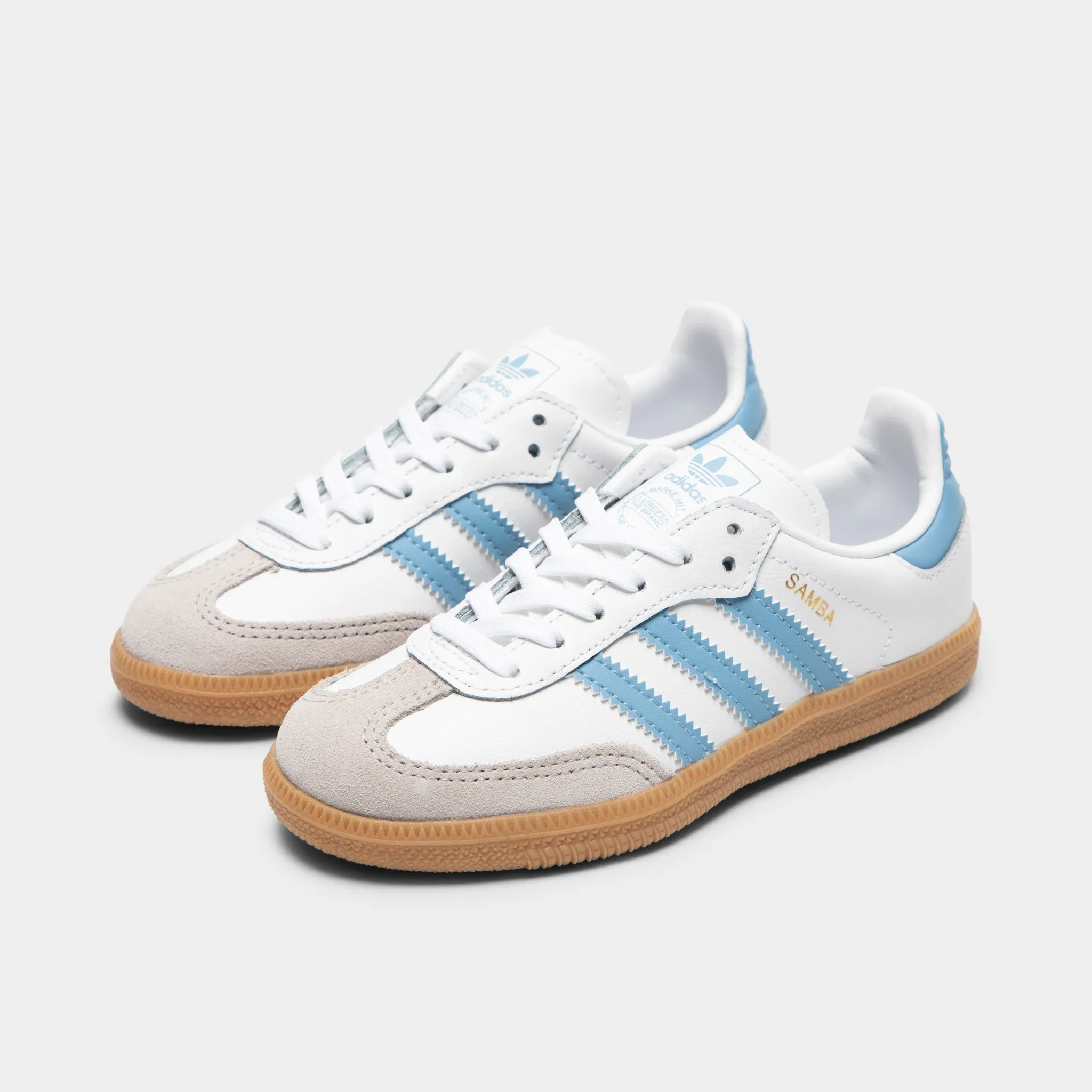 adidas Children's Samba OG White / Ash Blue - Gum PUMidsole Energy Returning Technology