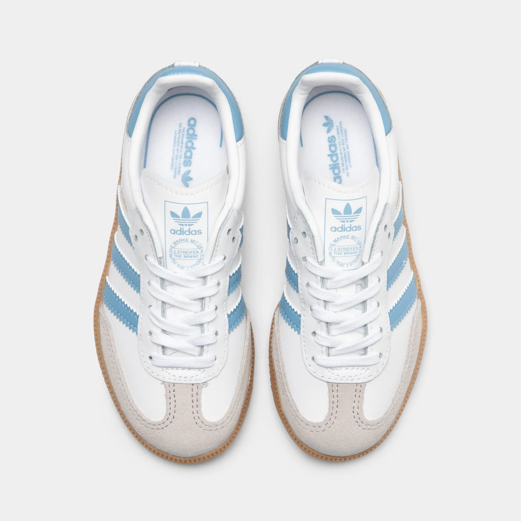 adidas Children's Samba OG White / Ash Blue - Gum Classic Design Fit Daily