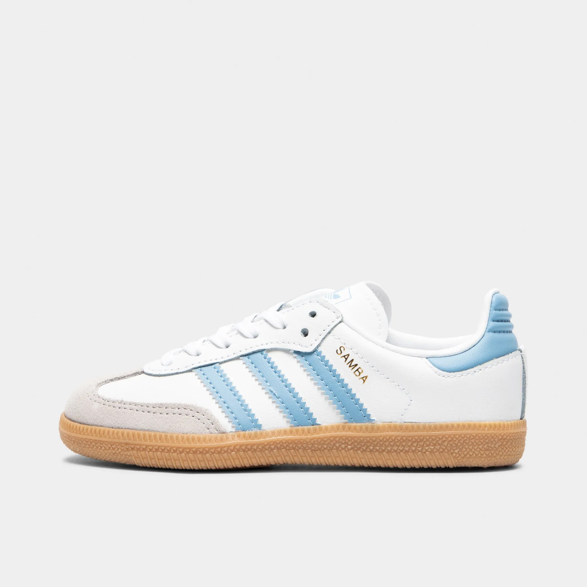 adidas Children's Samba OG White / Ash Blue - Gum Orthopedic Footbed
