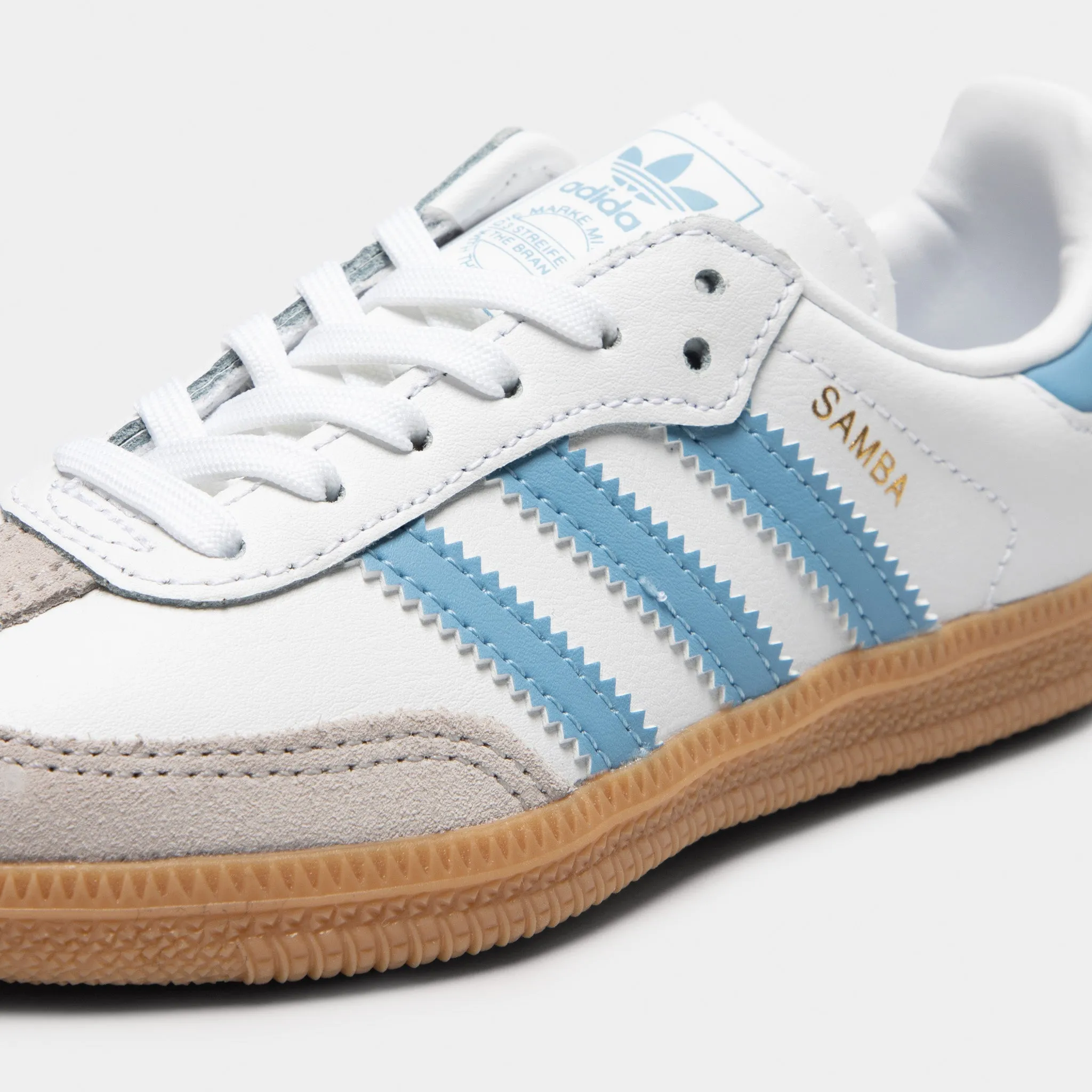 Breathable Zones adidas Children's Samba OG White / Ash Blue - Gum