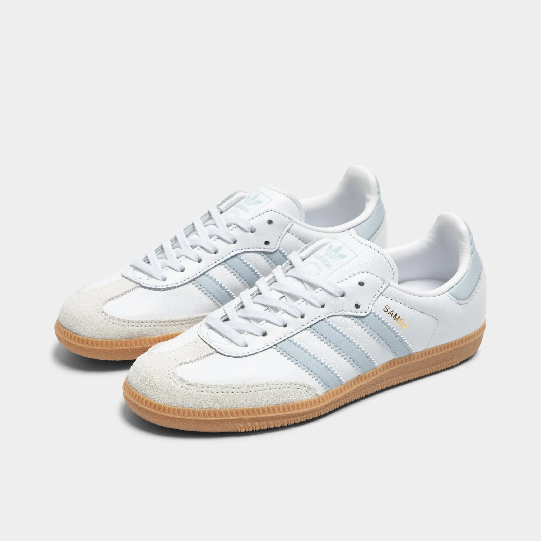 adidas Juniors' Samba OG White / Halo Blue - Gum Popular Model Lightweight Feel