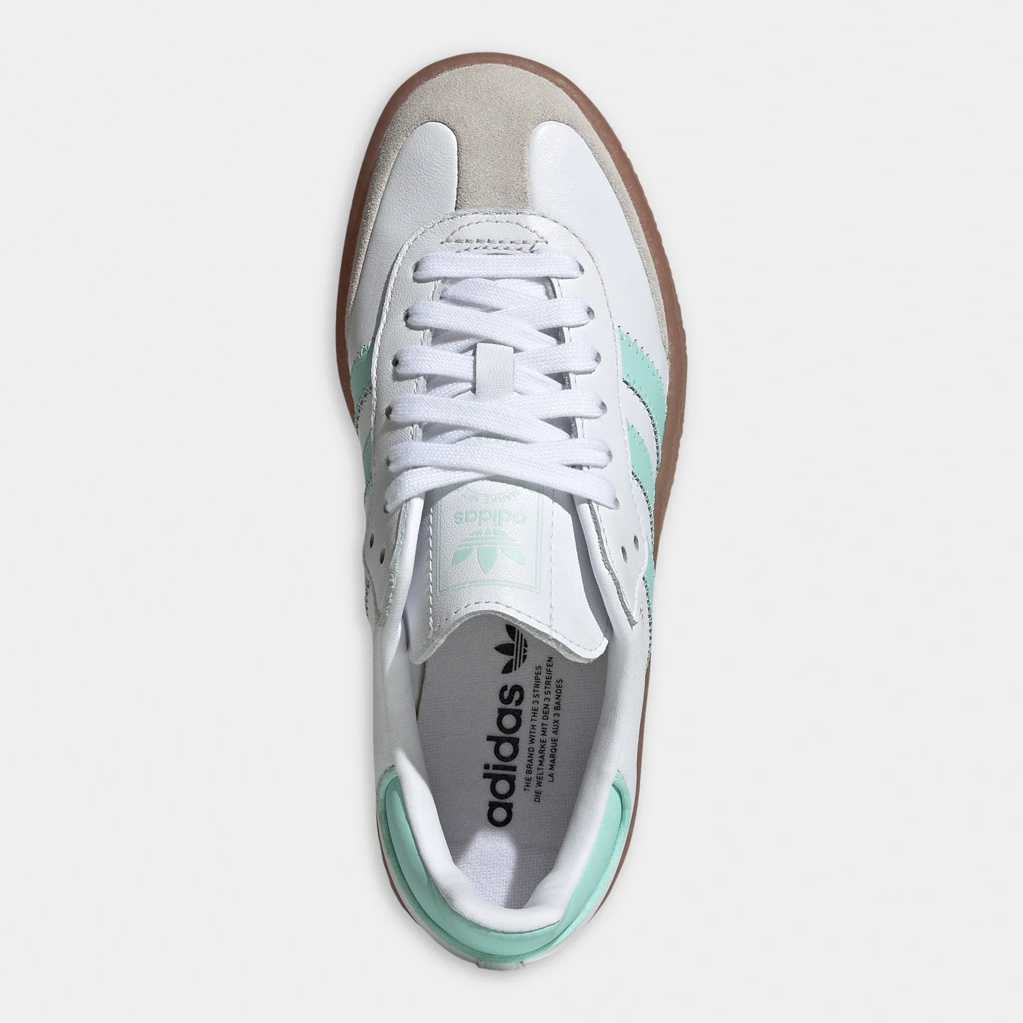 Sleek cushioning adidas Juniors' Sambae White / Clear Mint - Gold Metallic