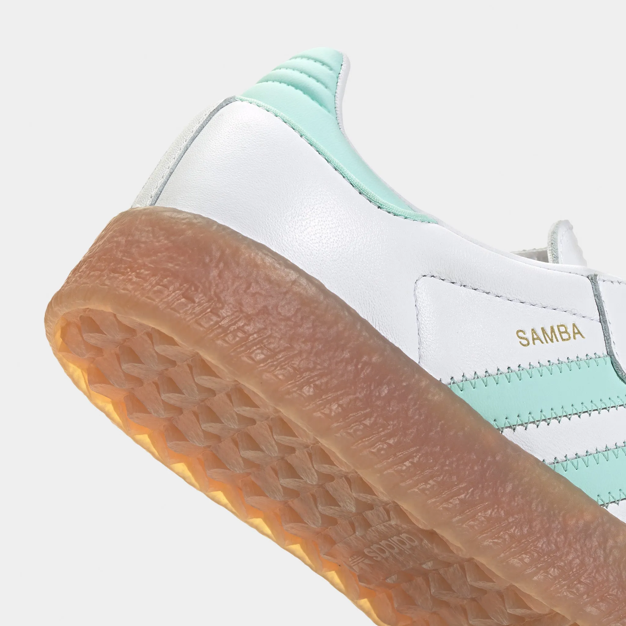 adidas Juniors' Sambae White / Clear Mint - Gold Metallic Running Abrasion Shield