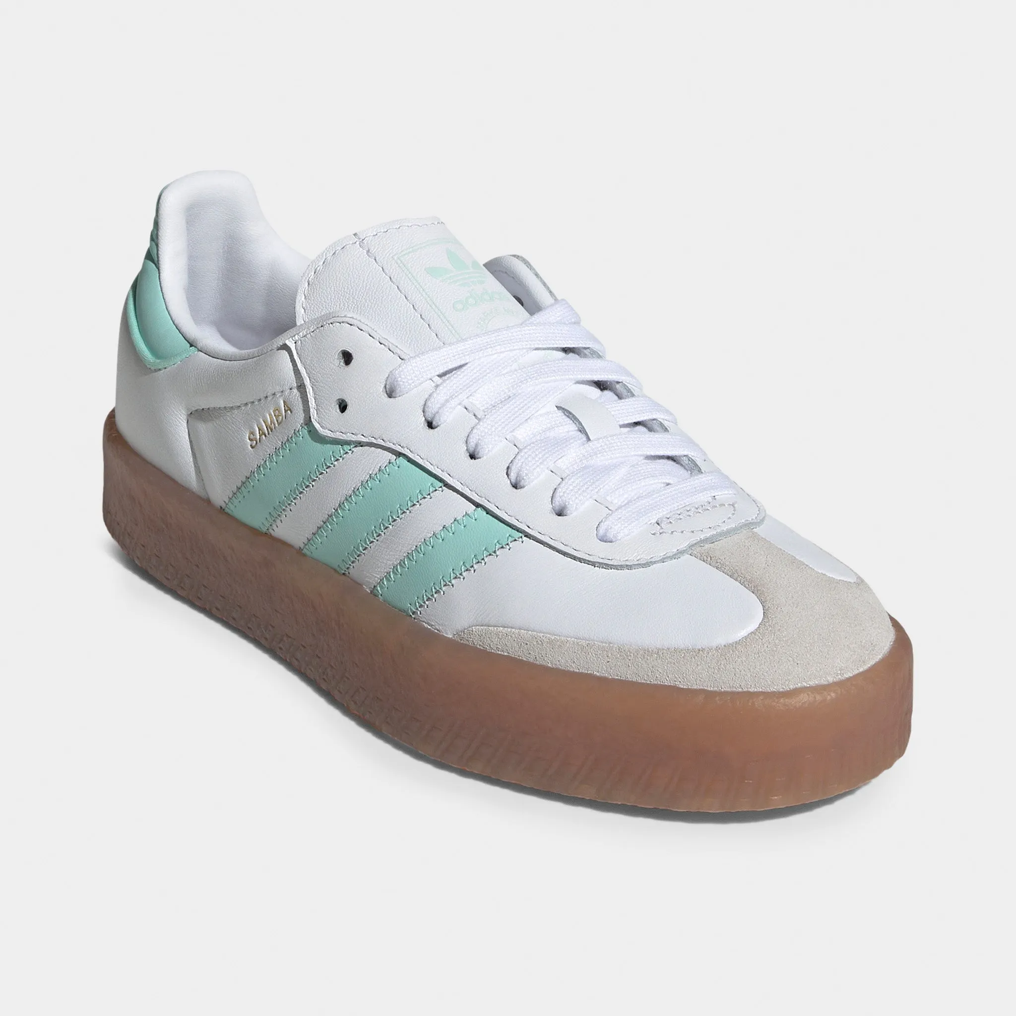 adidas Juniors' Sambae White / Clear Mint - Gold Metallic Lockdown fit Dual Zone Traction