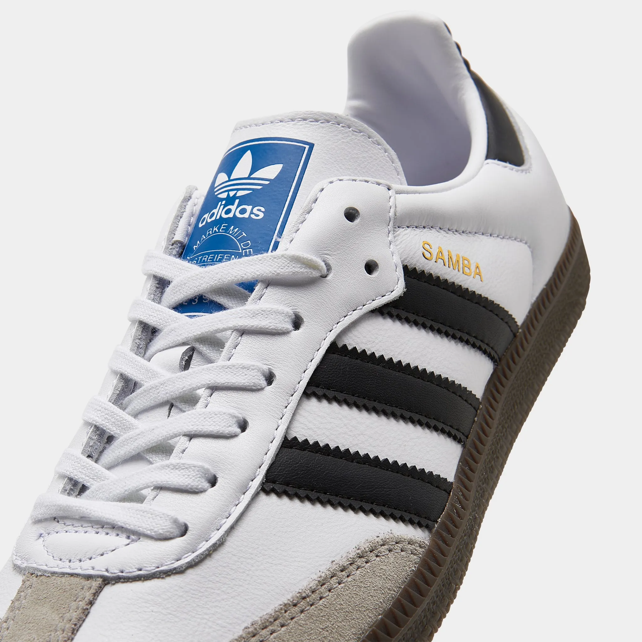 adidas Originals Juniors' Samba OG Core White / Core Black - Gum Slip On Style Rolling Gait Design
