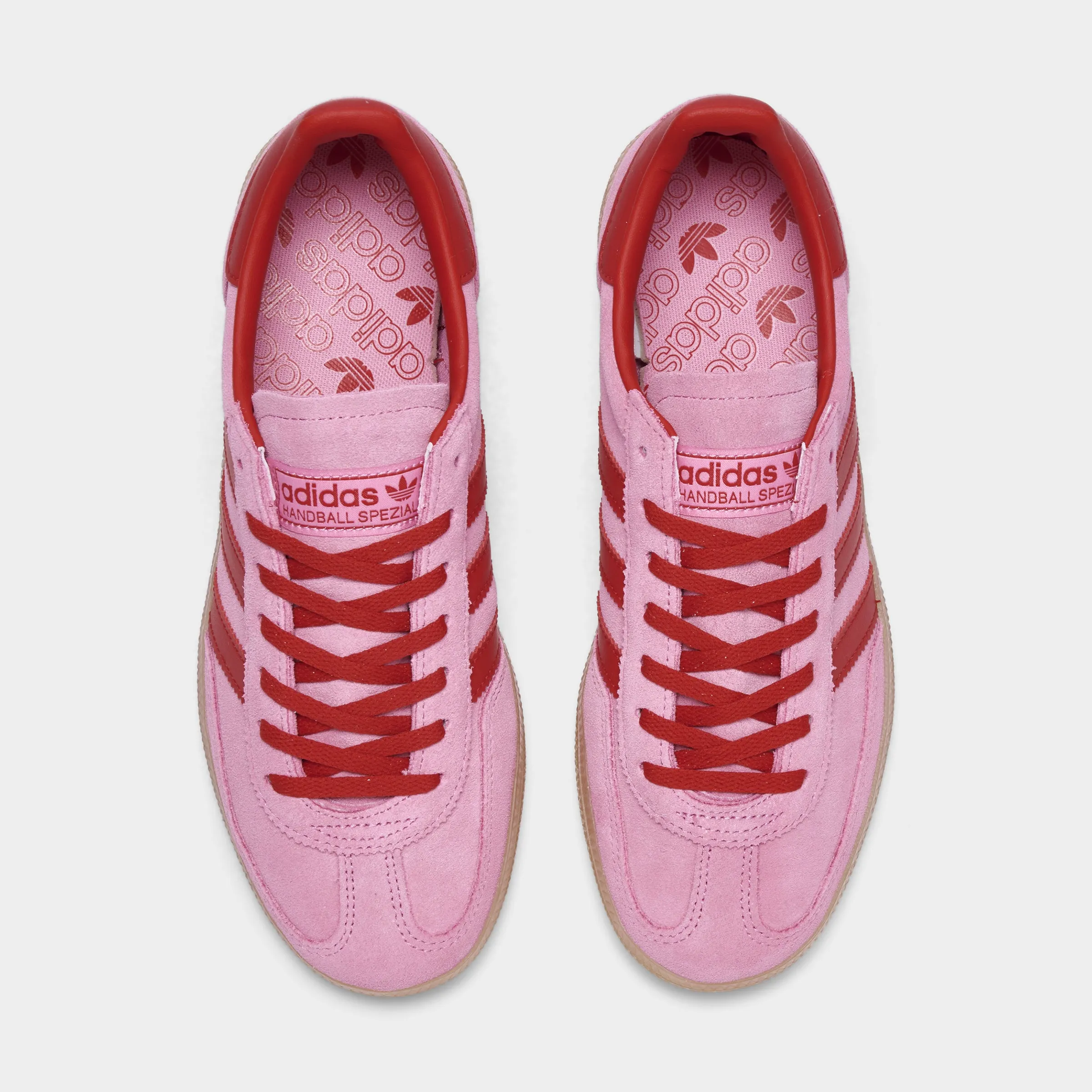 adidas Originals Women's Handball Spezial Semi Pink Glow / Better Scarlet - Gum Motion Comfort
