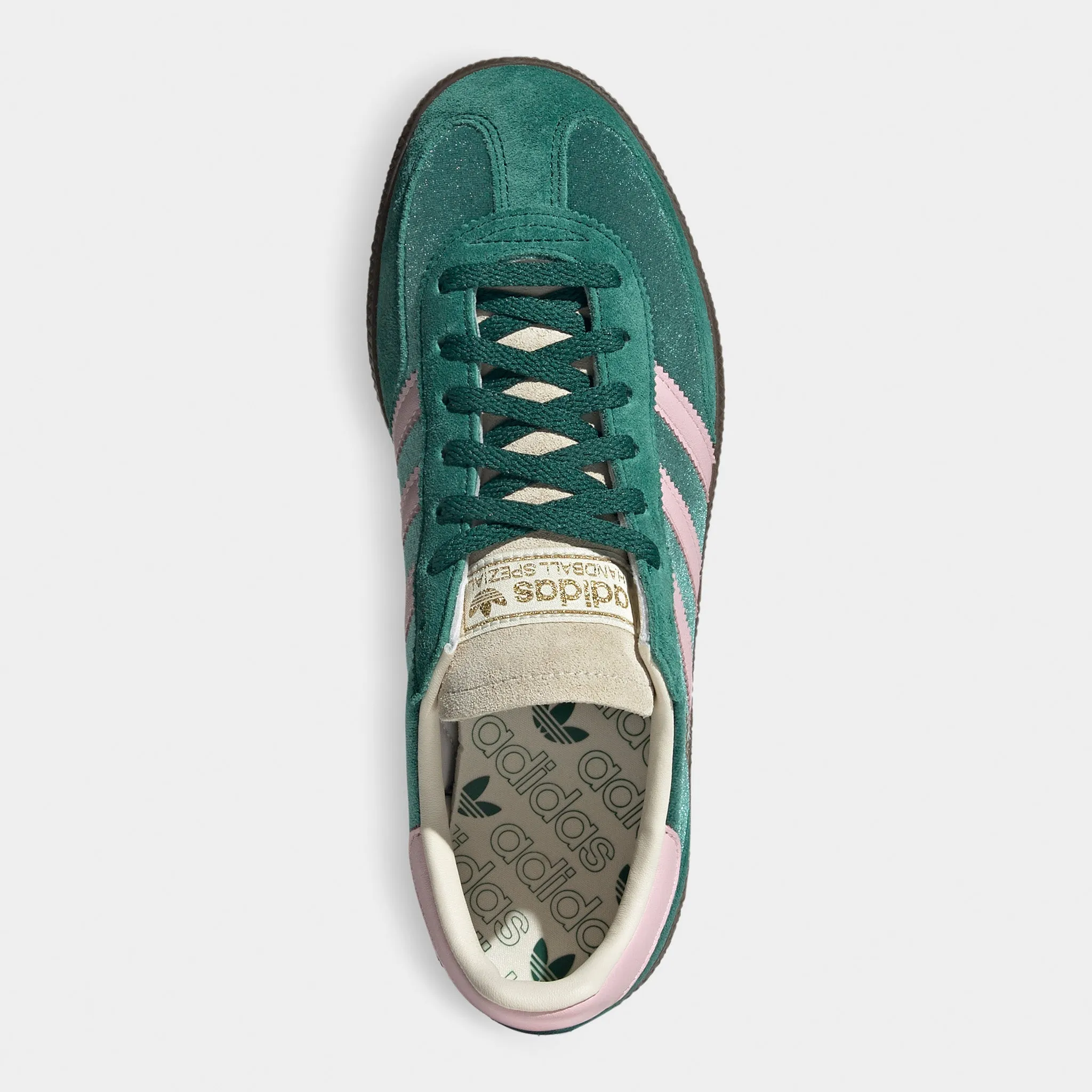 adidas Women's Handball Spezial Collegiate Green / Clear Pink - Cream White Rebound Midsole Reactive Propulsion