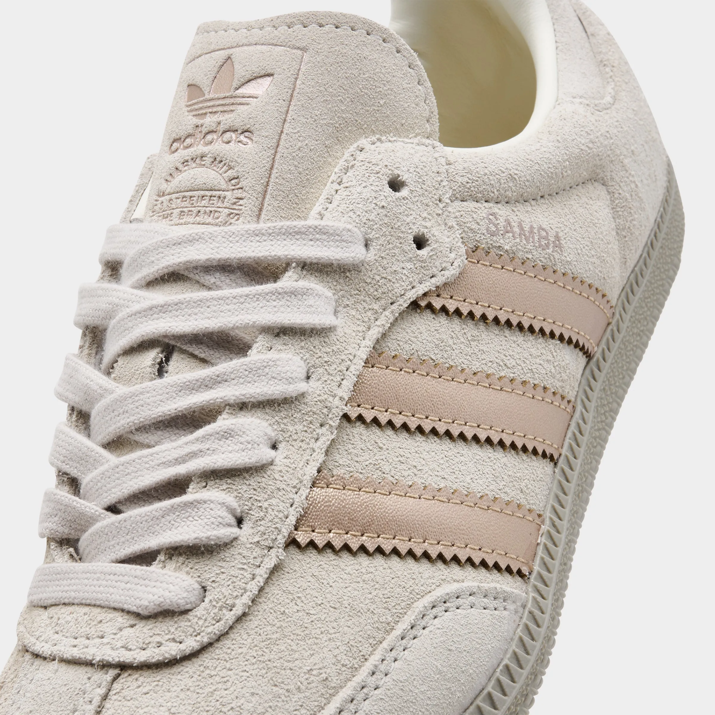 adidas Women's Samba OG Off White / Copper Metallic - Putty Beige Lace Lock Traction pattern