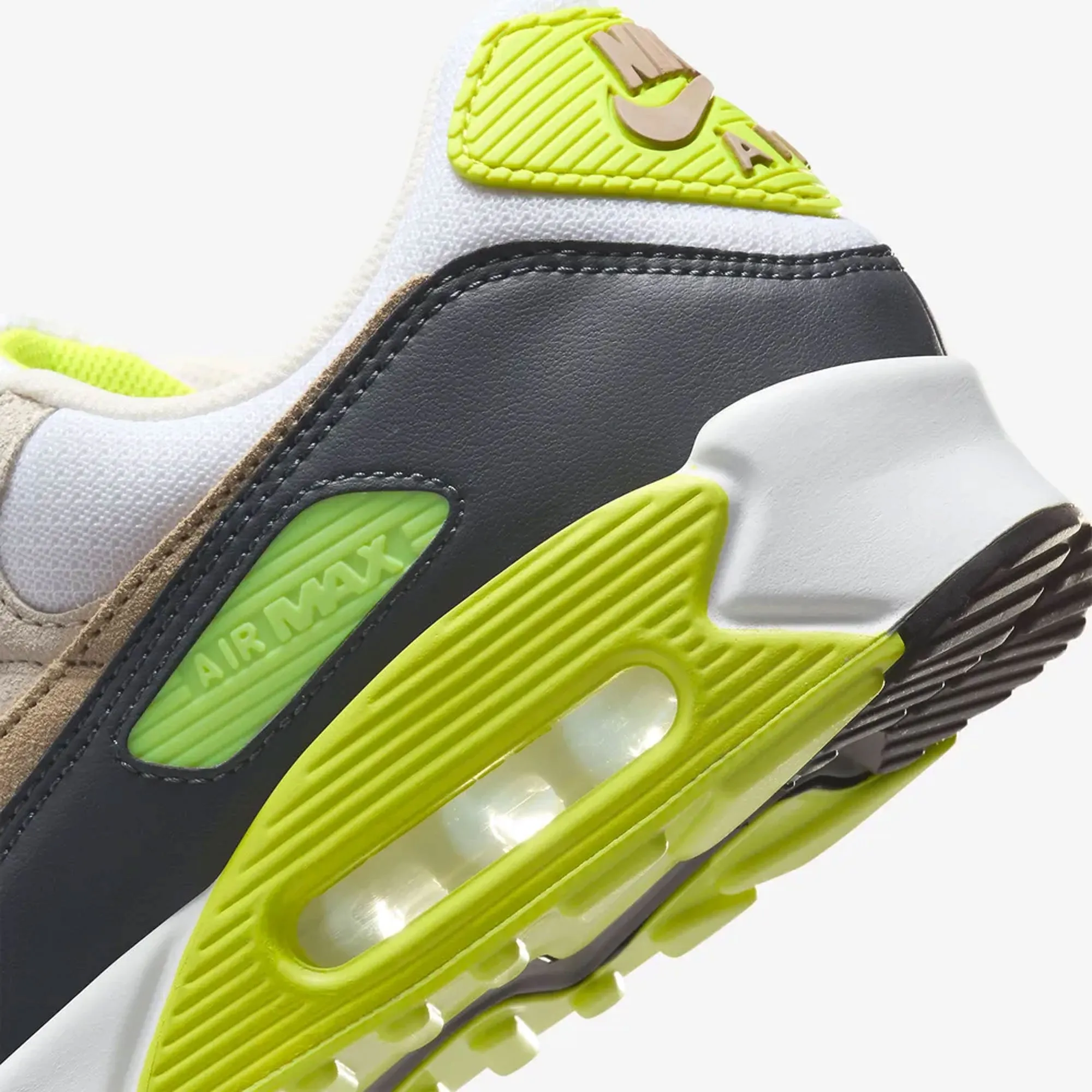 NIKE | AIR MAX 90 { WHITE/KHAKI-CYBER-DK SMOKE GREY Motion Ready Training companion