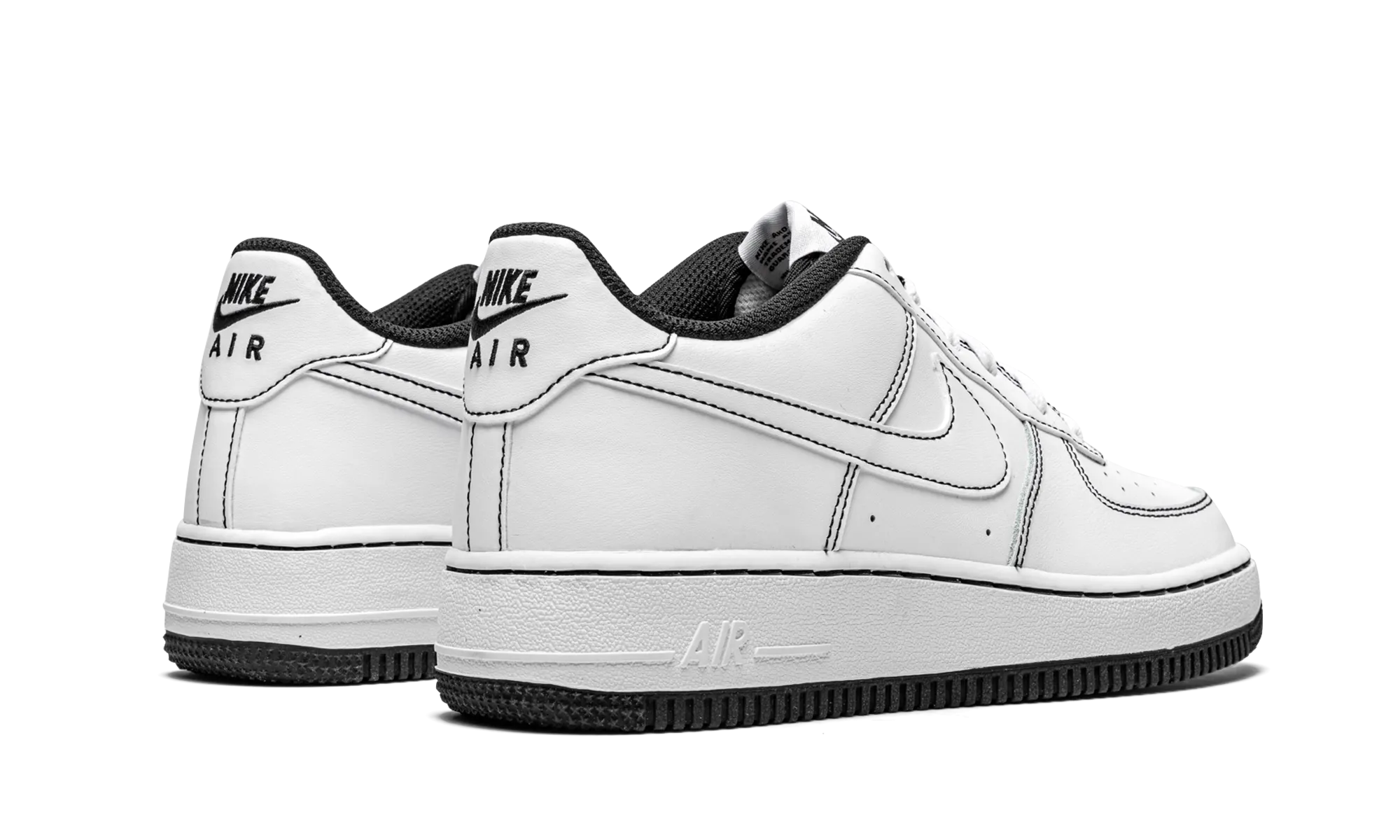 Air Force 1 Low '07 GS "Contrast Stitching - White / Black" Effortless Style Elastic tongue