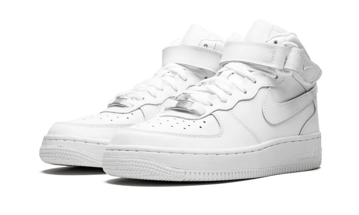 hard sole Everyday Walk Air Force 1 MID GS "Triple White"