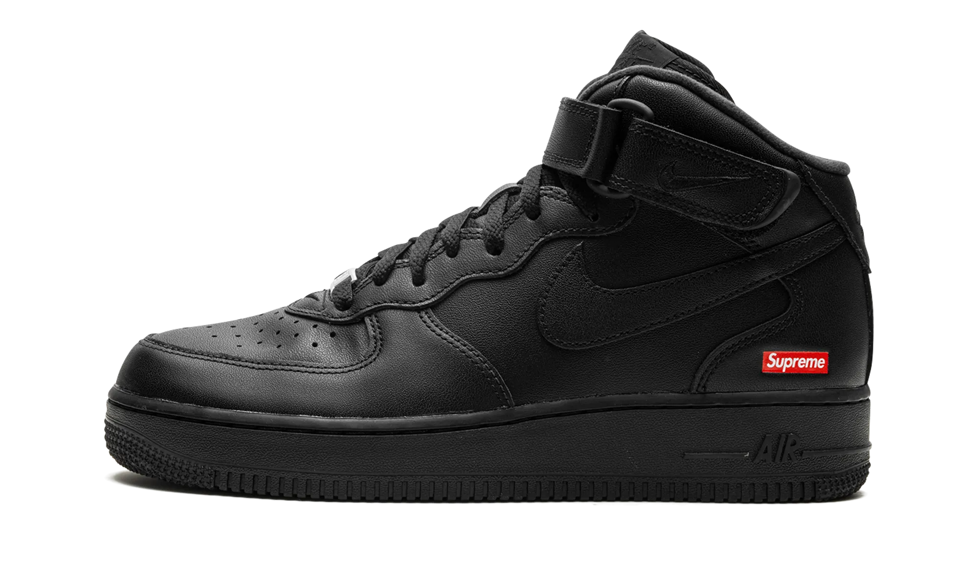 Air Force 1 Mid "Supreme - Mini Box Logo Black" Flexible Wear Street Life Ready