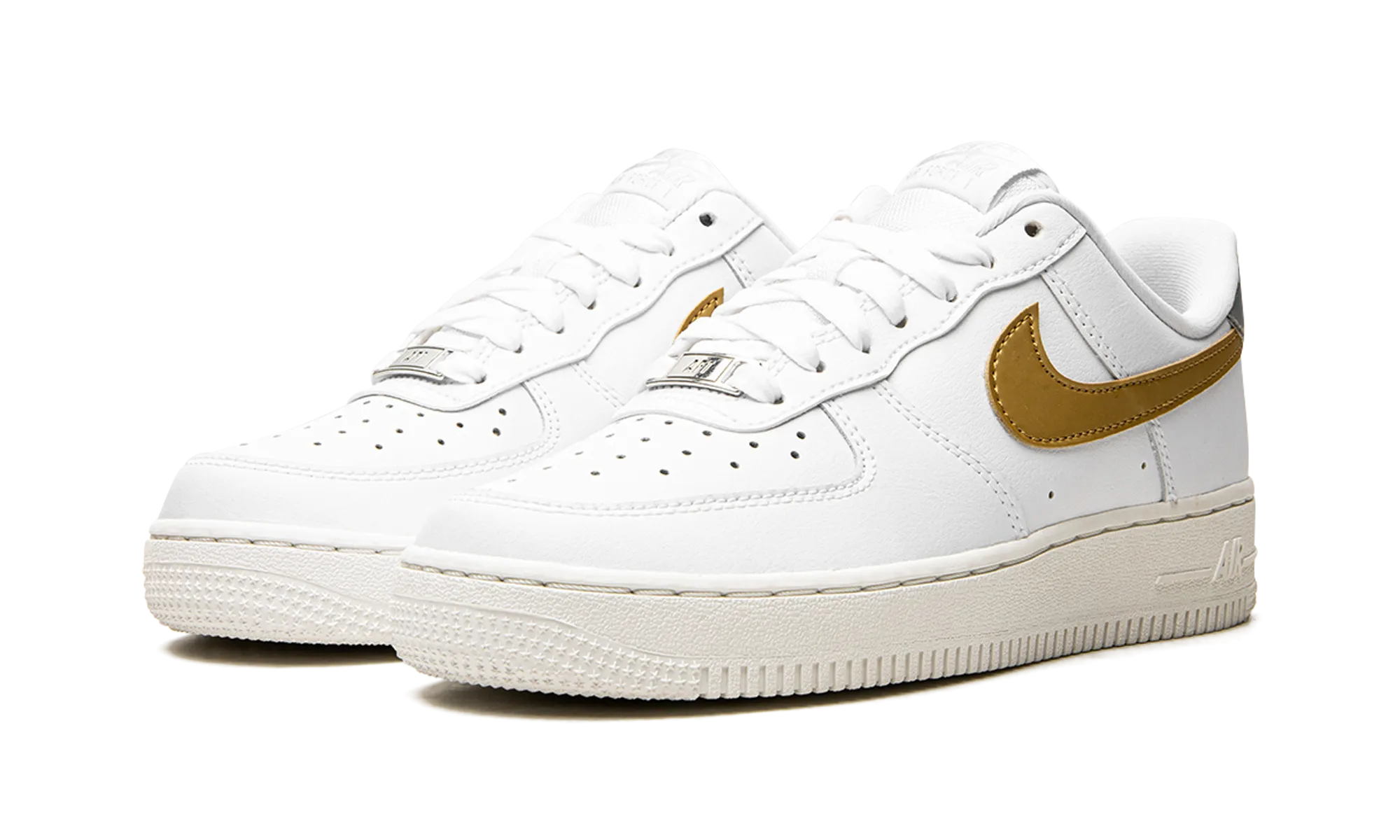 AIR FORCE 1 MNS WMNS "White / Gold / Silver" Hardwearing Sole Urban Skate