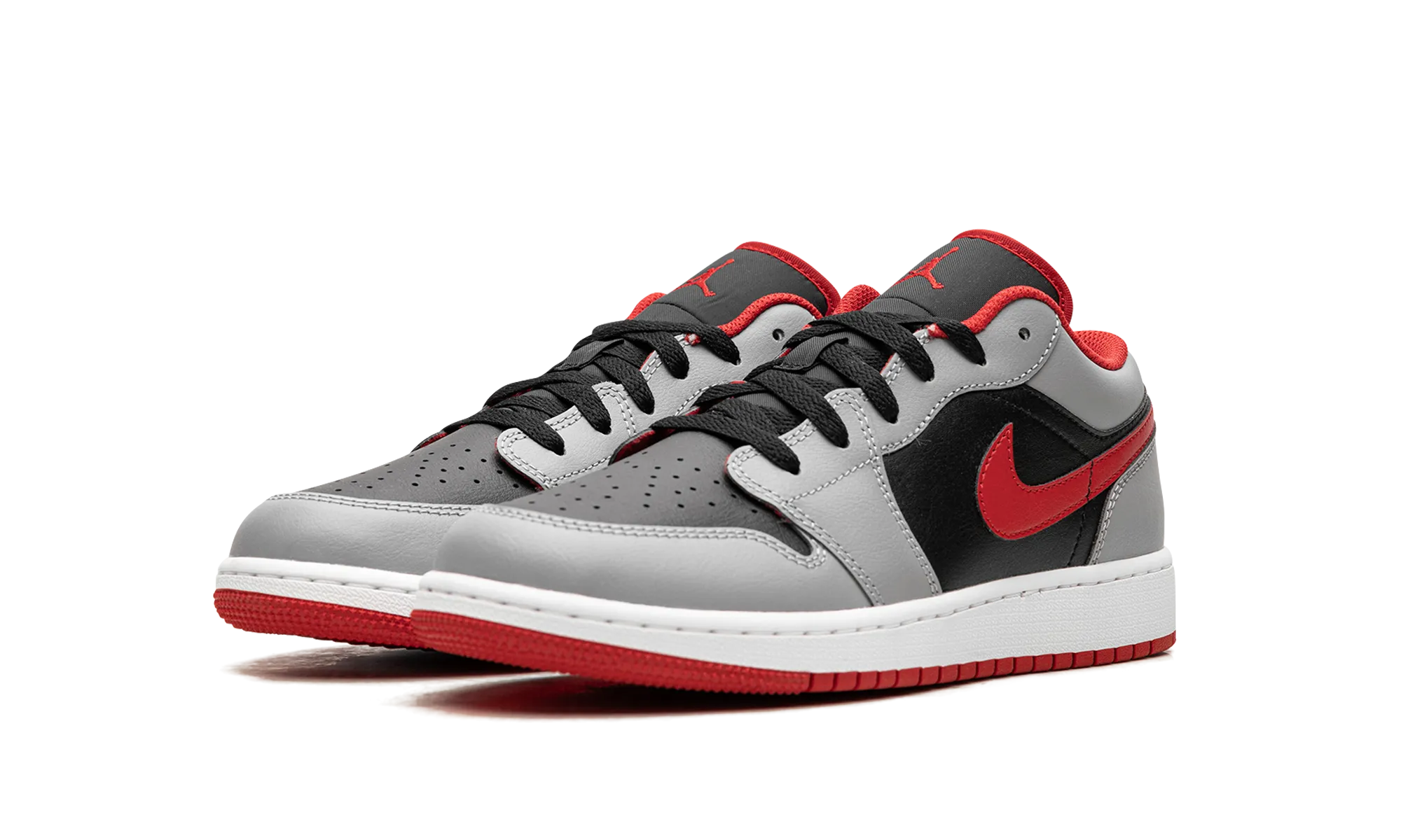 Air Jordan 1 Low GS "Black / Fire Red" On Foot