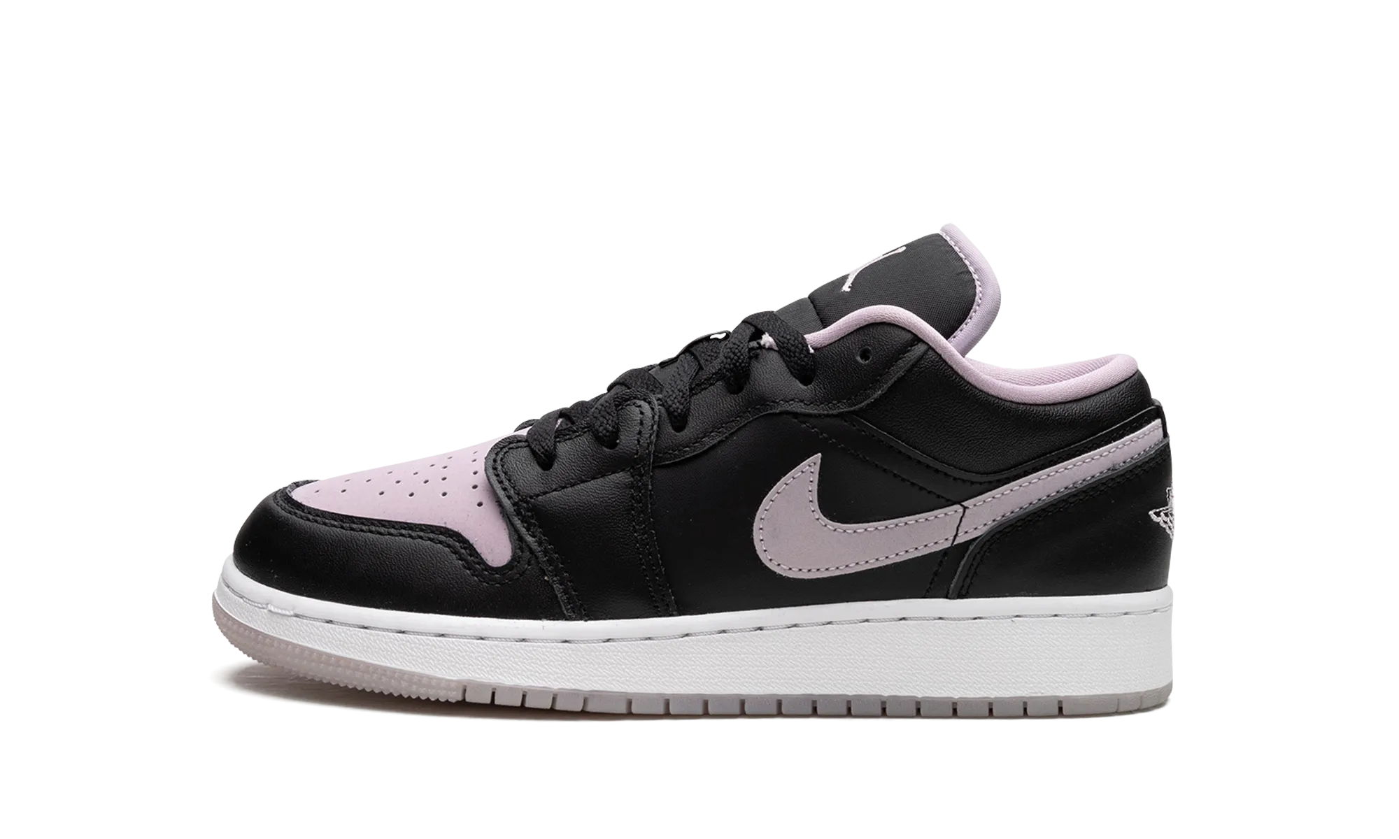 Dynamic Fit Collar Durable Tread Pattern Air Jordan 1 Low GS "Black Iced Lilac"