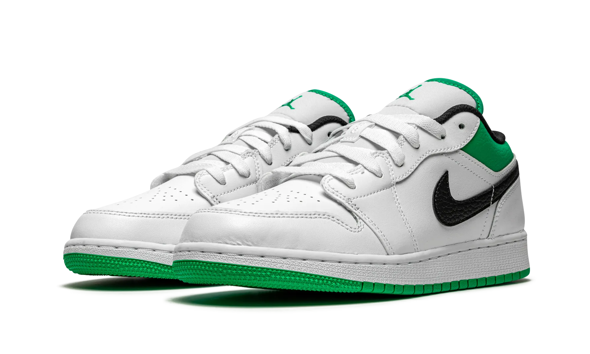 Abrasion Resistant Toe Guard Airflow System Air Jordan 1 Low GS "White / Stadium Green"