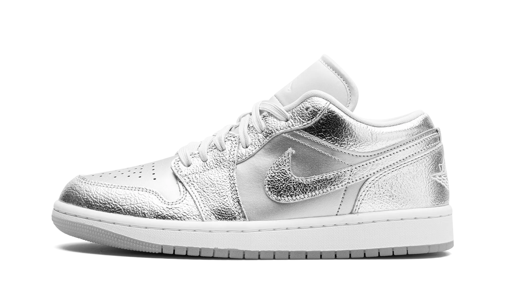 Anti Slip Lacing Contemporary Chic Air Jordan 1 Low SE WMNS "Metallic Silver"