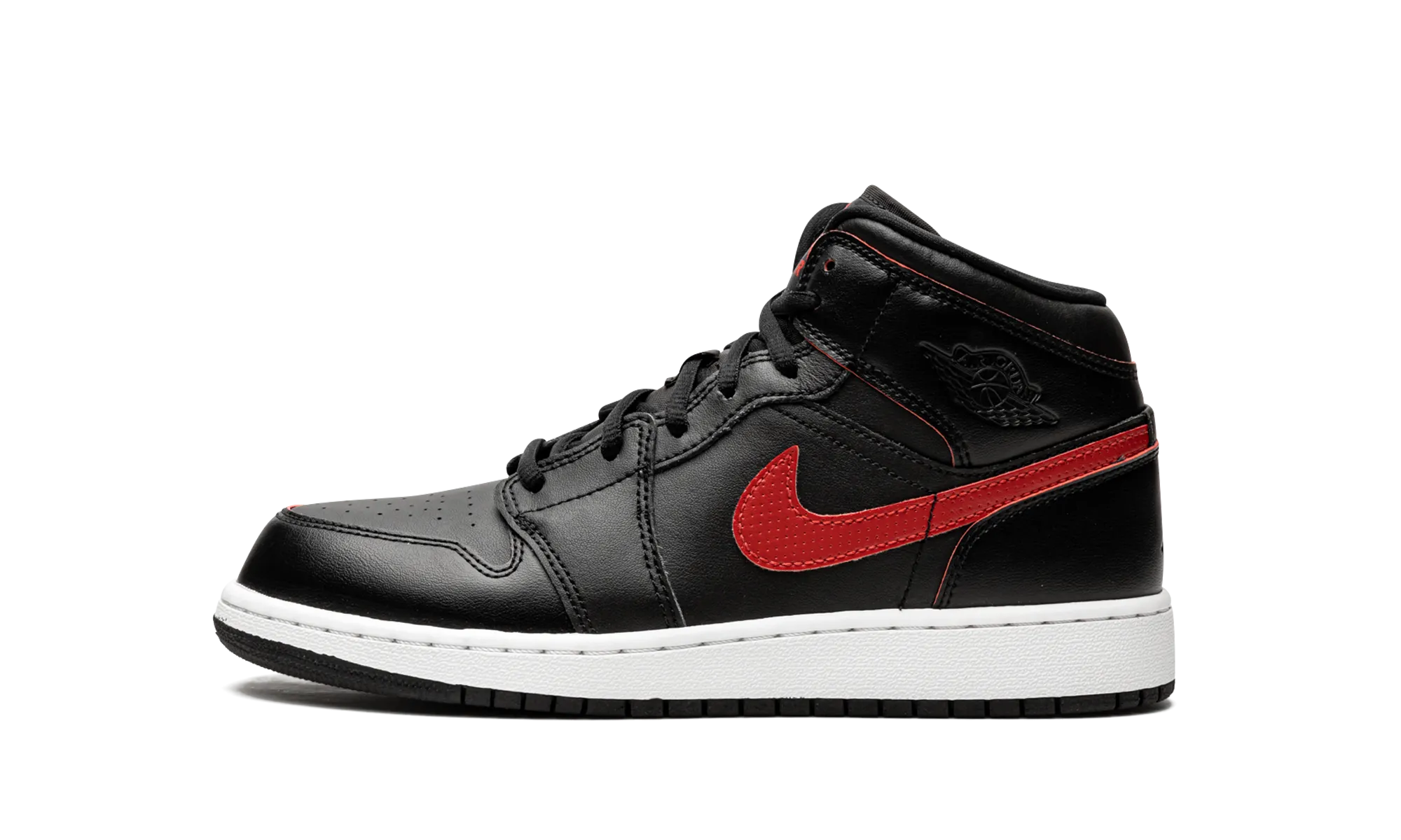 Quality Superior support Air Jordan 1 Mid GS "Black / Gym Red"