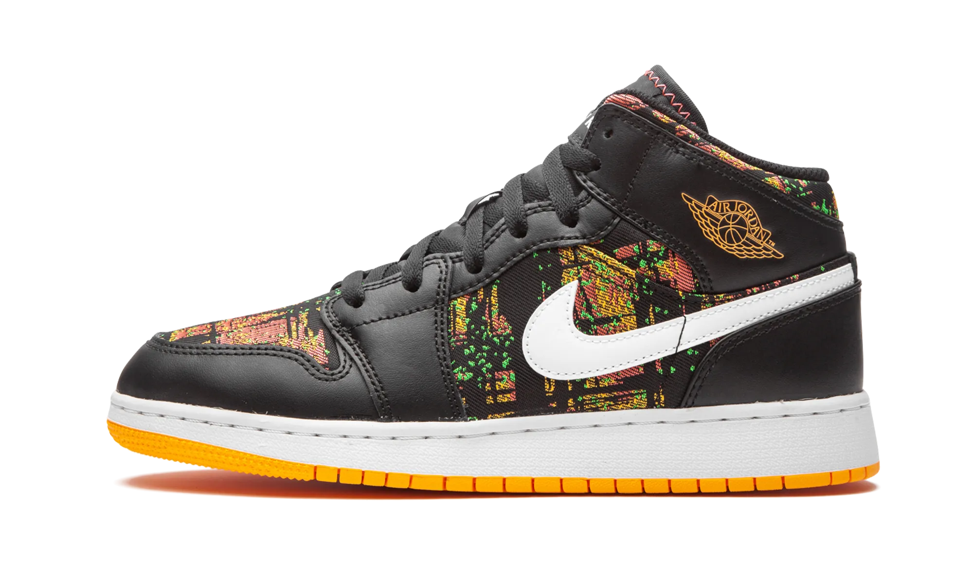 Air Jordan 1 Mid GS "Black / Laser Orange" Rollbar Torsion Control Canvas Upper