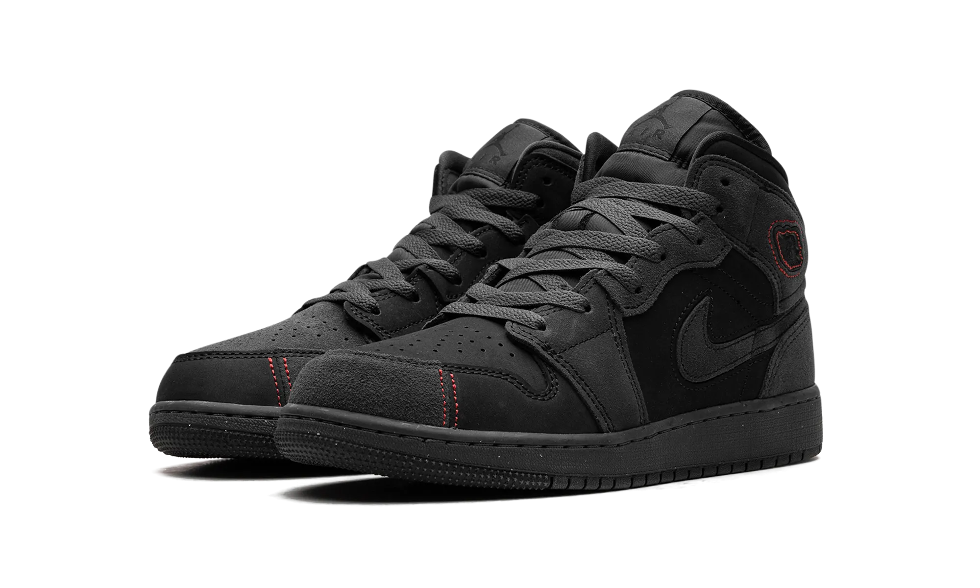 Durable Upper Material Air Jordan 1 Mid GS "BLACK SUEDE"