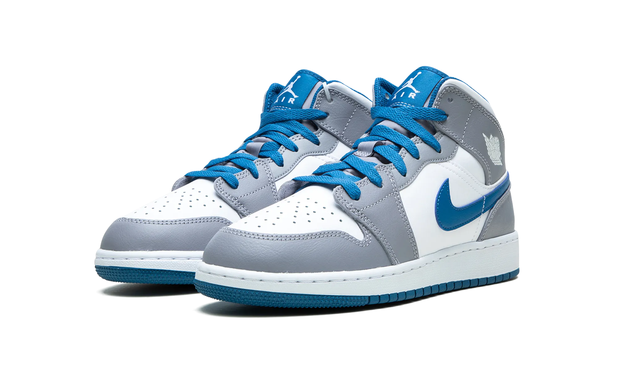Air Jordan 1 Mid GS "Cement / True Blue" Flexible Ride