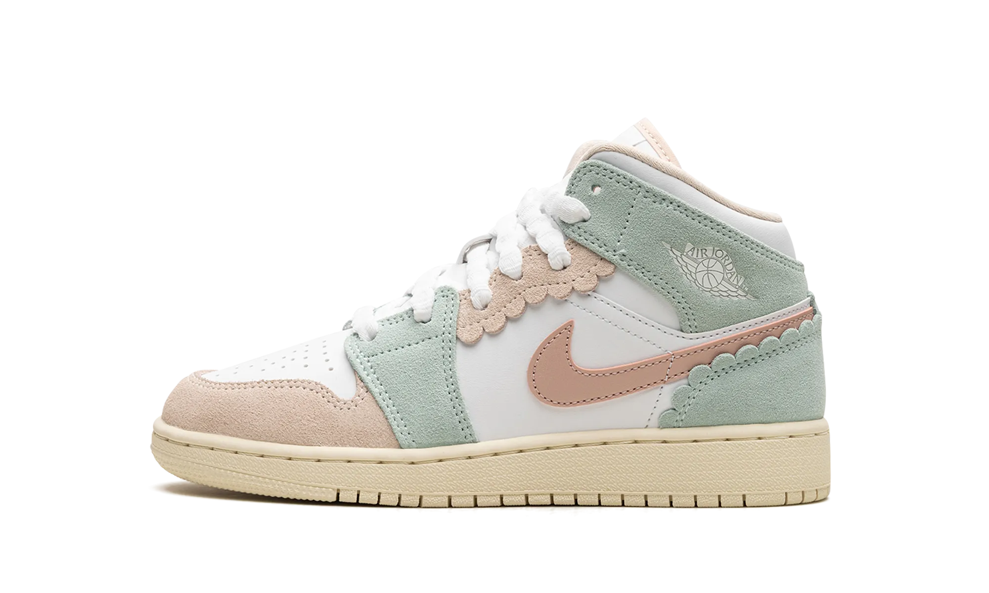 Reinforced Eyelets Design Air Jordan 1 Mid GS "Pink Oxford"