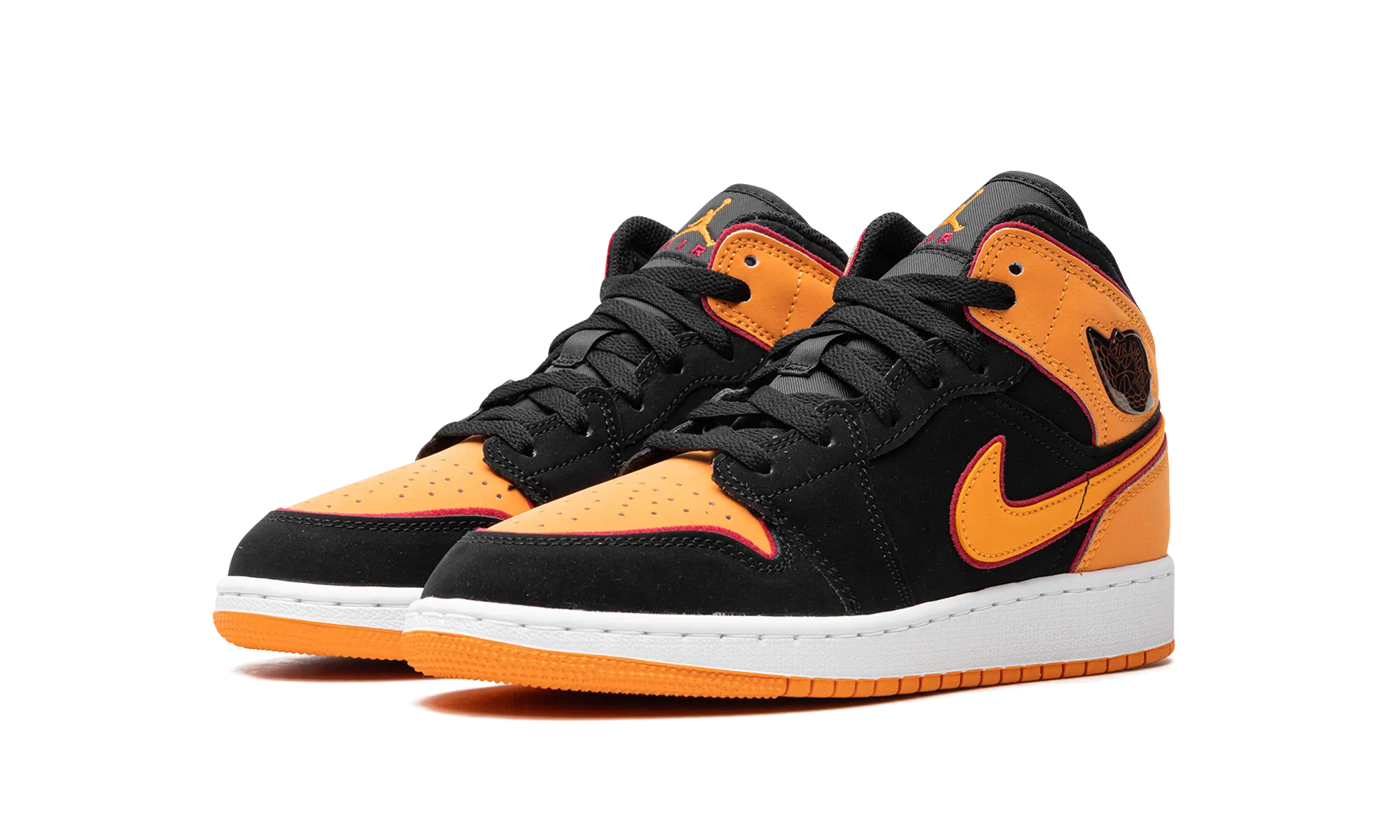 Air Jordan 1 Mid GS "Vivid Orange" Built-in comfort Smooth Siding