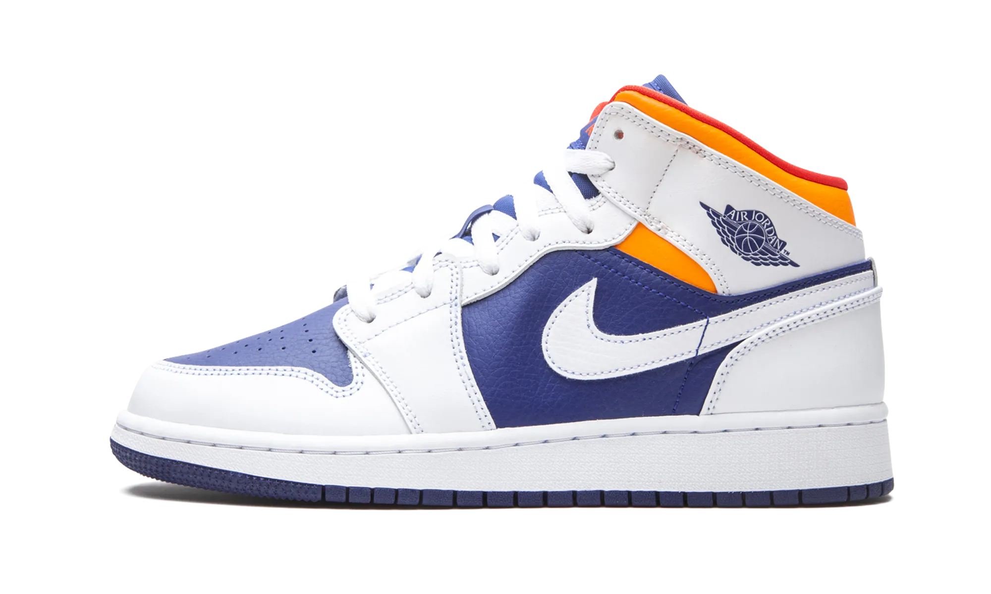 Air Jordan 1 Mid GS "White Deep Royal Blue" Free Flex Groove Design
