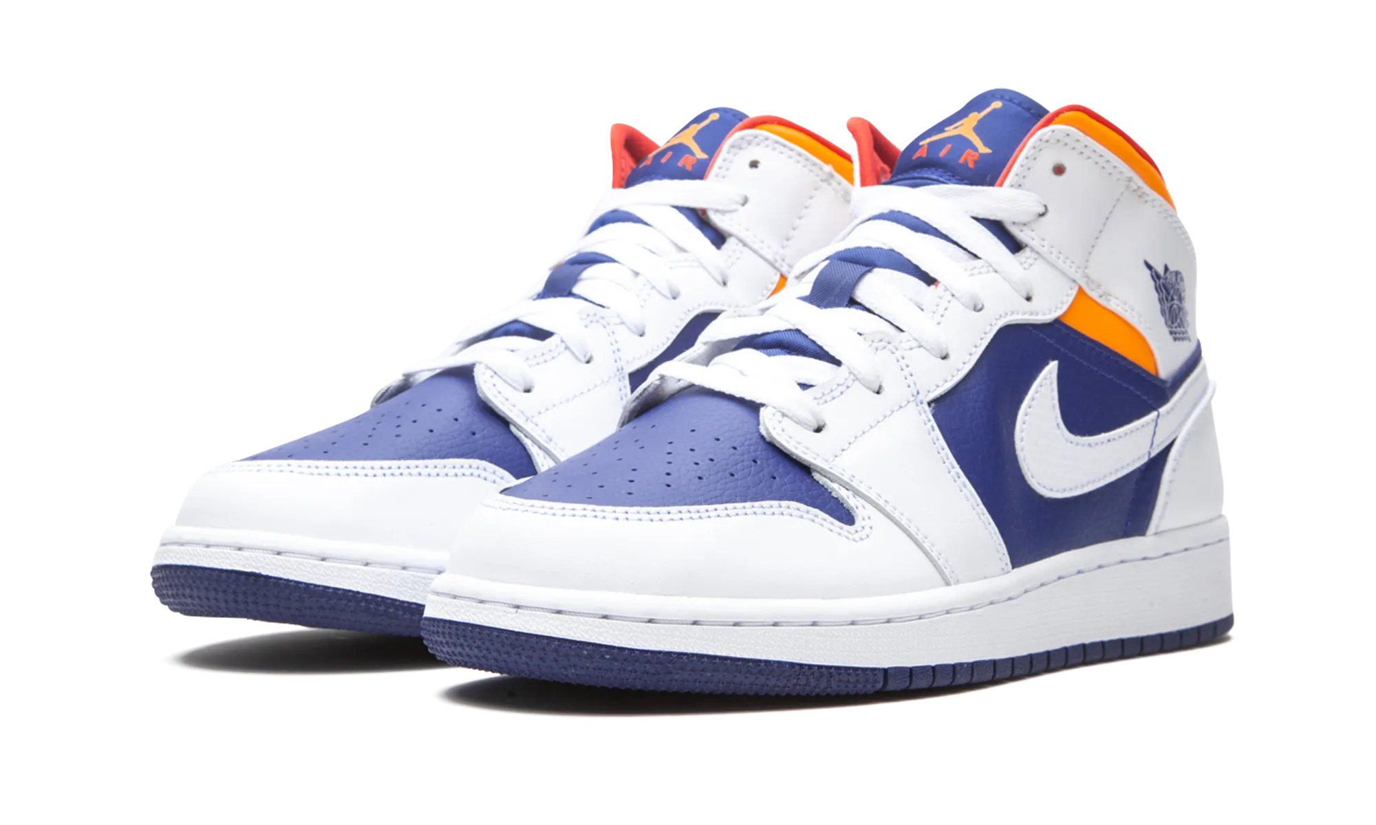 custom-fit Air Jordan 1 Mid GS "White Deep Royal Blue"
