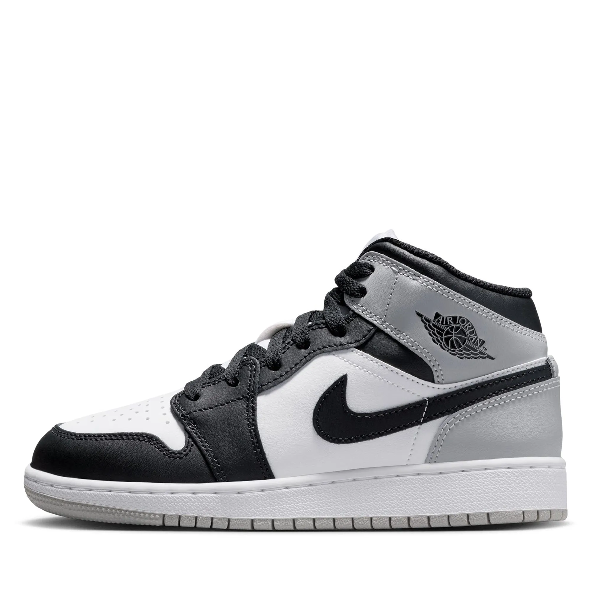 Air Jordan 1 Mid (GS) - White/Light Smoke Grey Breathable Ease