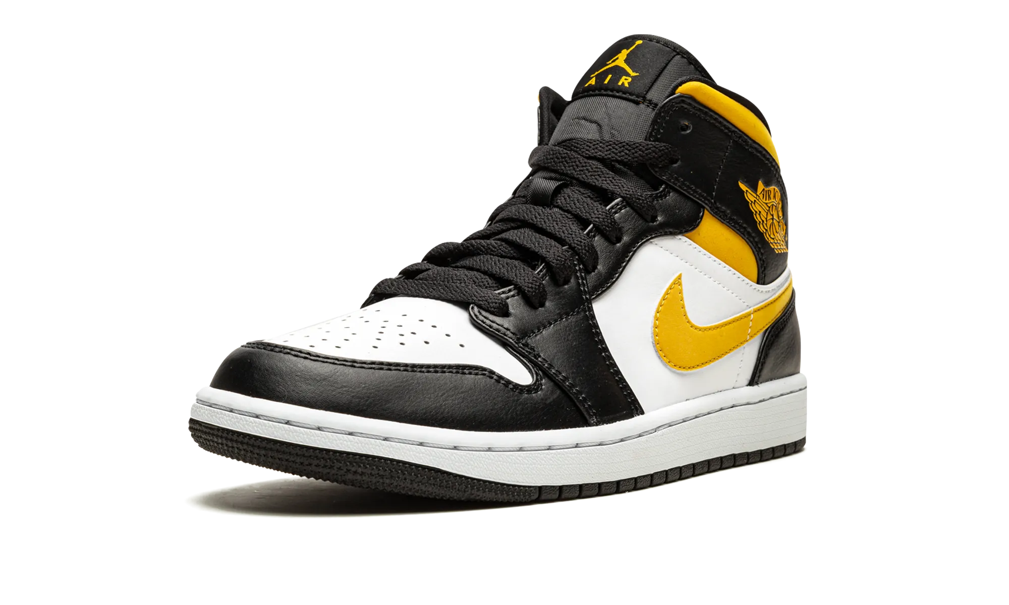 Stretchable Openings Responsive cushioning Air Jordan 1 Mid "White / Pollen / Black"
