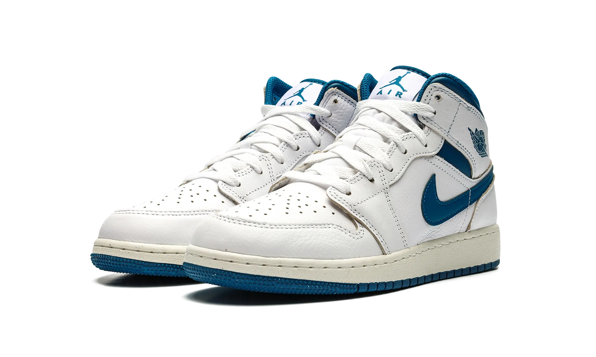 Air Jordan 1 Mid SE GS "INDUSTRIAL BLUE" Comfortable Flex Adjustable Laces