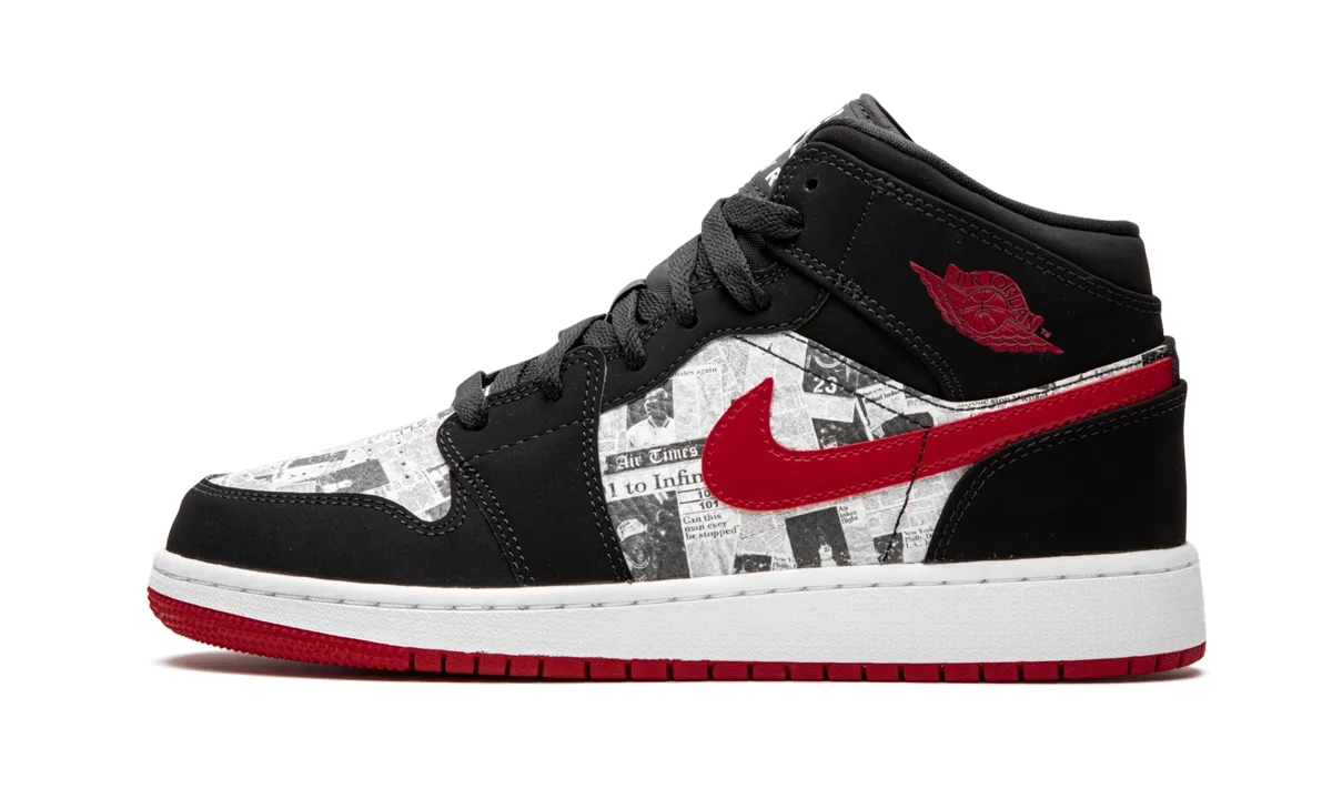 Soft Chic Air Jordan 1 MID SE GS "Newspaper"