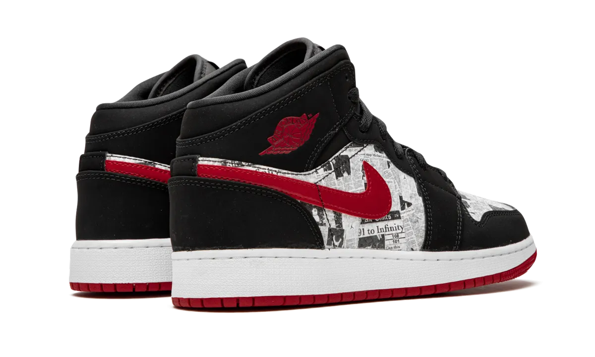 Quick Dry Inner Sock Thermoregulating Fabric Air Jordan 1 MID SE GS "Newspaper"