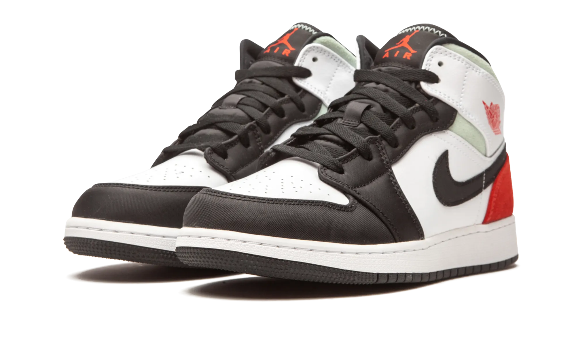 Good Value Stylish Stripes Air Jordan 1 Mid SE GS "Red / Grey / Black Toe"