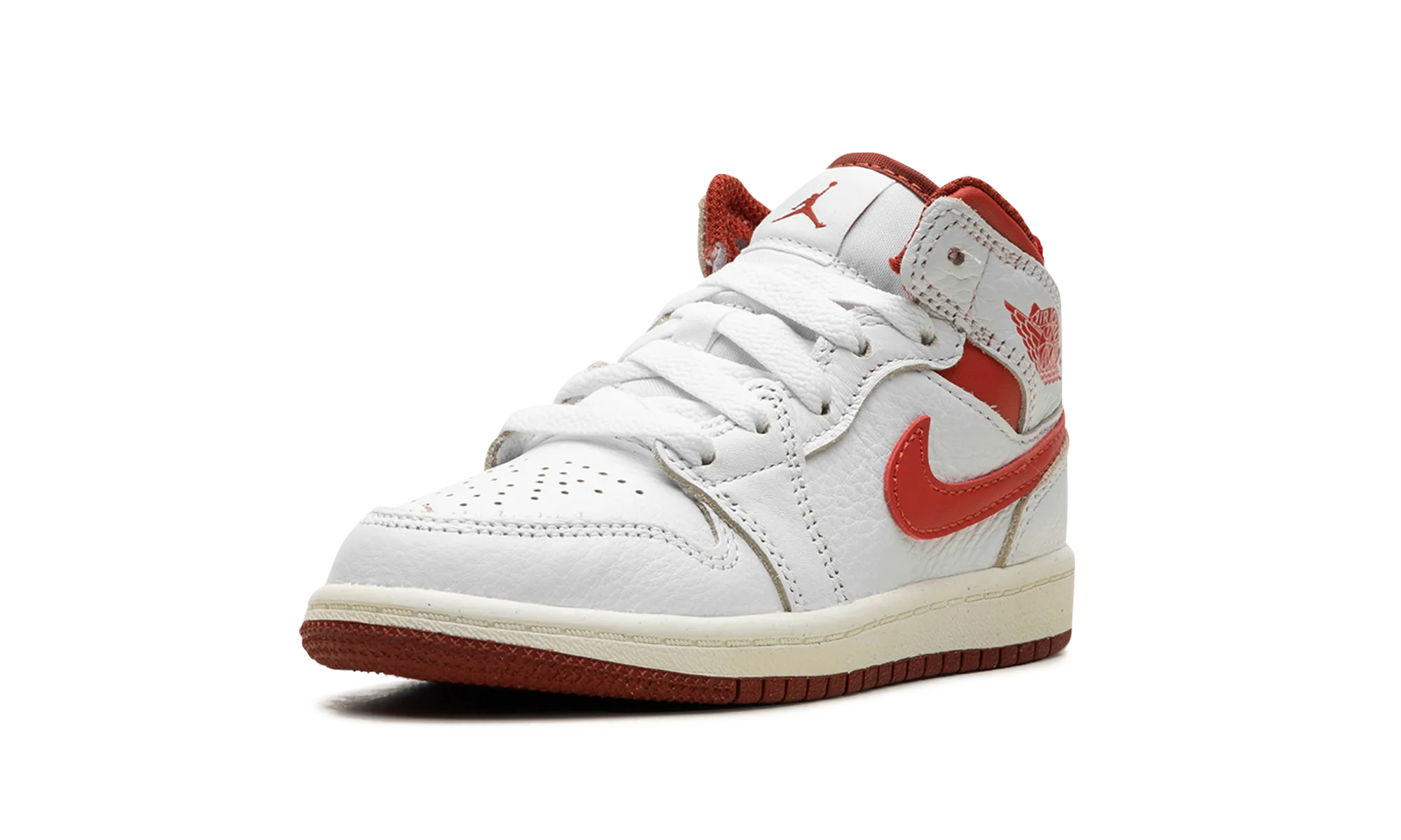 Easy Pack Quick lace Air Jordan 1 Mid SE PS "White / Dune Red"