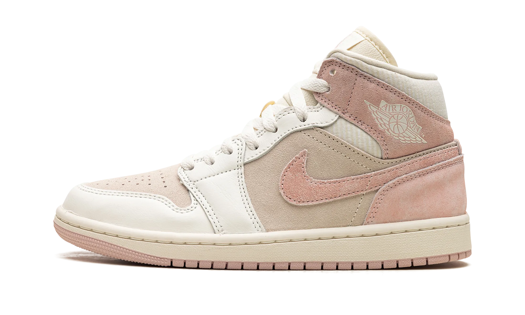 Anti Odor Fabric Cross Motion Air Jordan 1 Mid SE WMNS "Coconut Milk / Legend Pink"