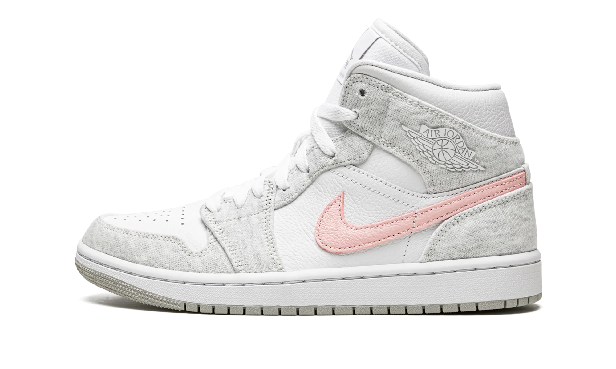 Distinctive materials Soft Layers AIR JORDAN 1 MID SE WMNS "Heather Grey / Pink"
