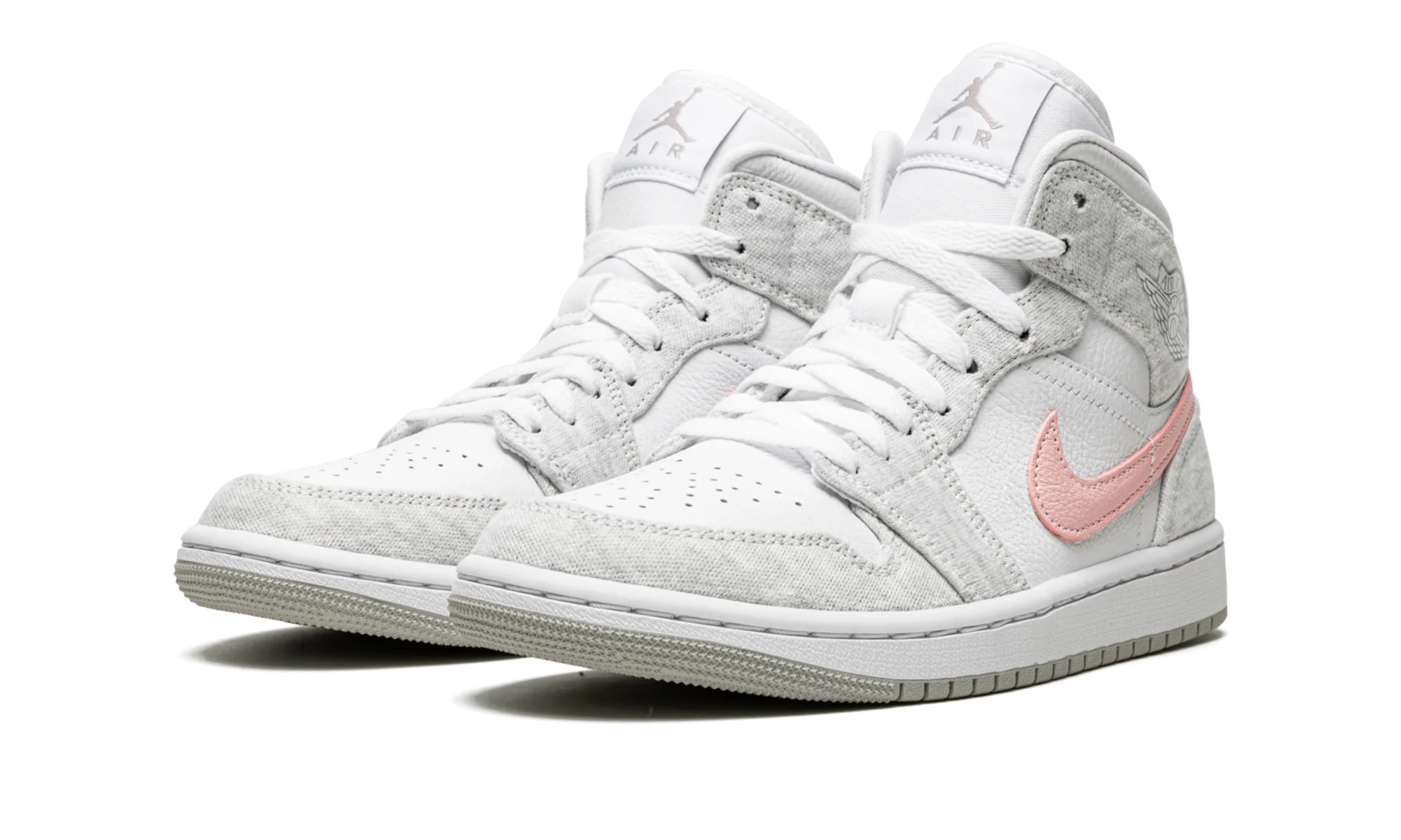 AIR JORDAN 1 MID SE WMNS "Heather Grey / Pink" Hyperbolic Cushioning Thermal Bonded Seams