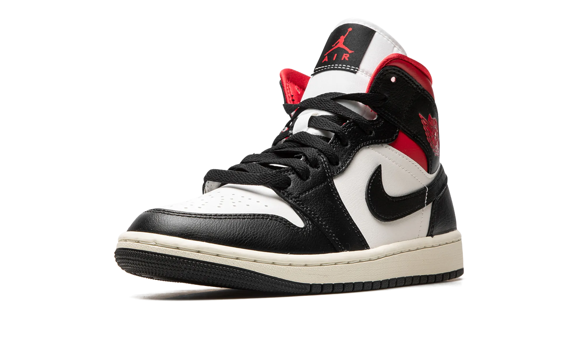 AIR JORDAN 1 MID WMNS "Black / Gym Red / Sail" Cushioned traction