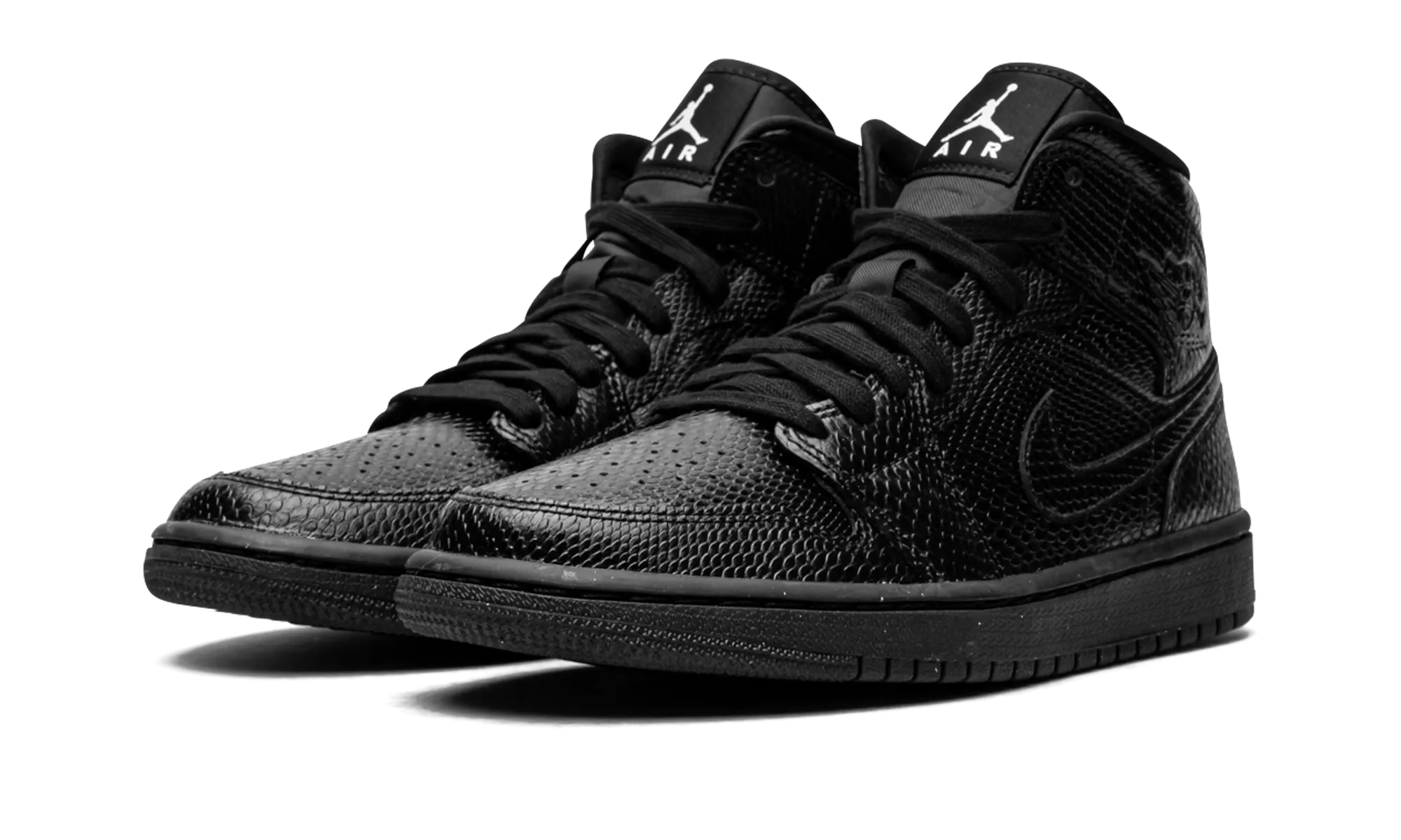 Rockered Outsole Design AIR JORDAN 1 MID WMNS "Black Snakeskin"