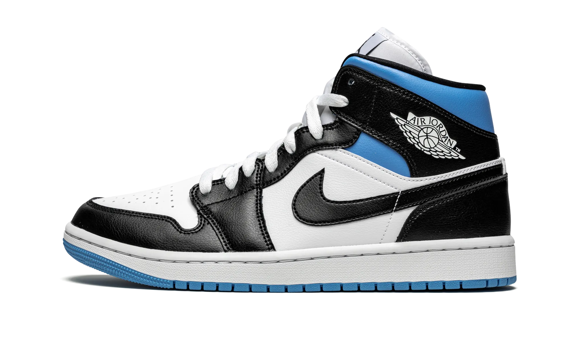Functional Sock Like Collar Fit AIR JORDAN 1 MID WMNS "Black / White / University Blue"