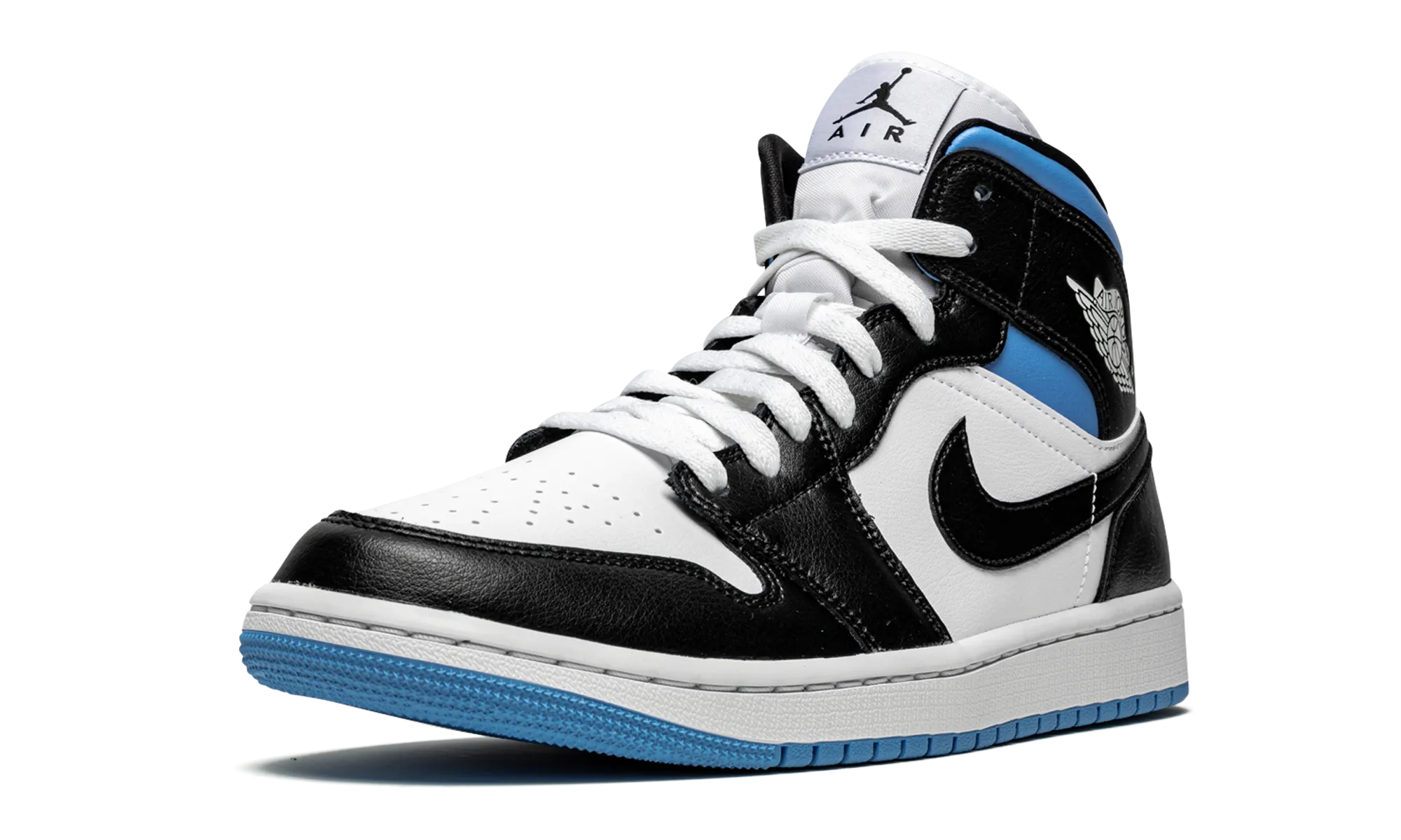 AIR JORDAN 1 MID WMNS "Black / White / University Blue" Athletic Touch Versatile Pair