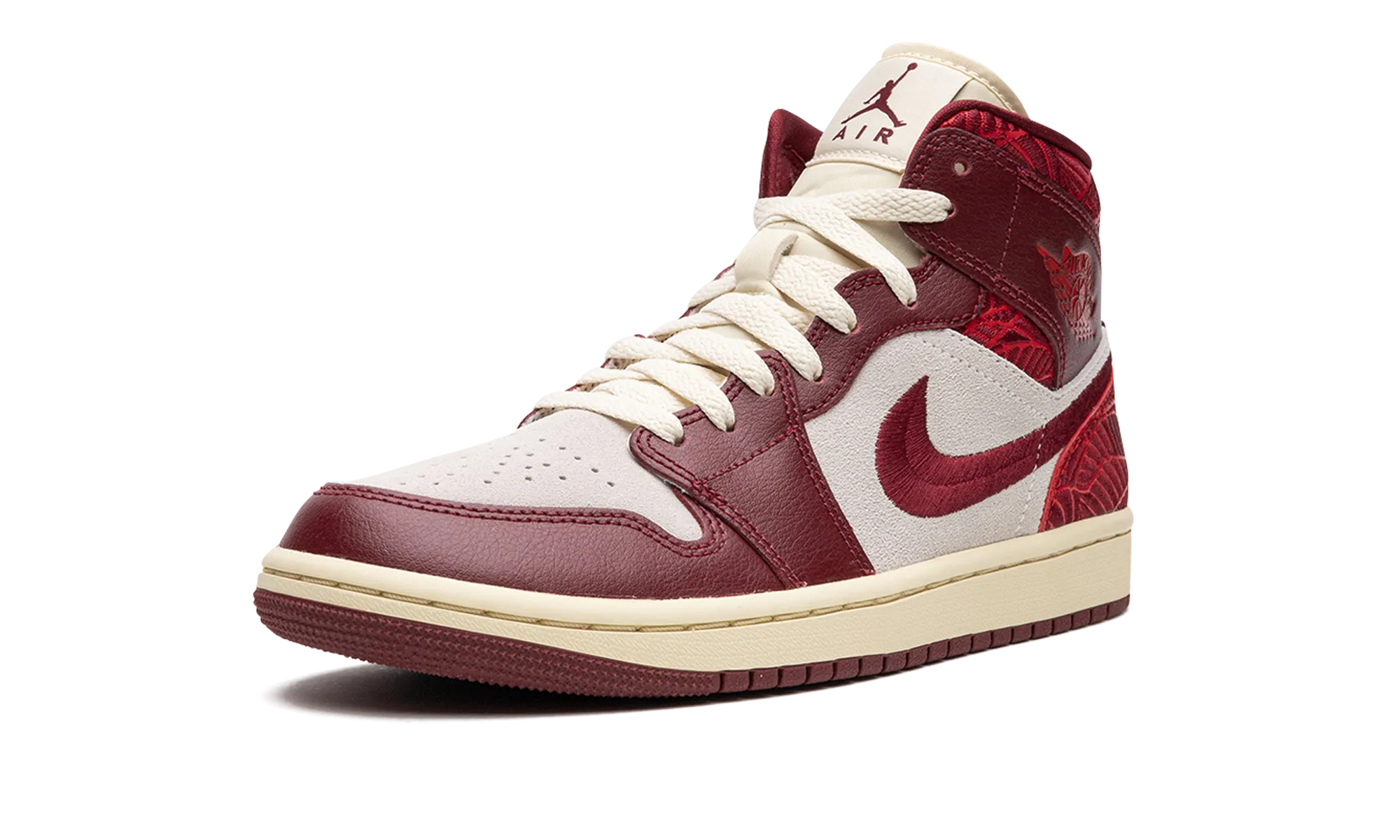 Soft outsole Comfortable Lace AIR JORDAN 1 MID WMNS "Tiki Leaf"