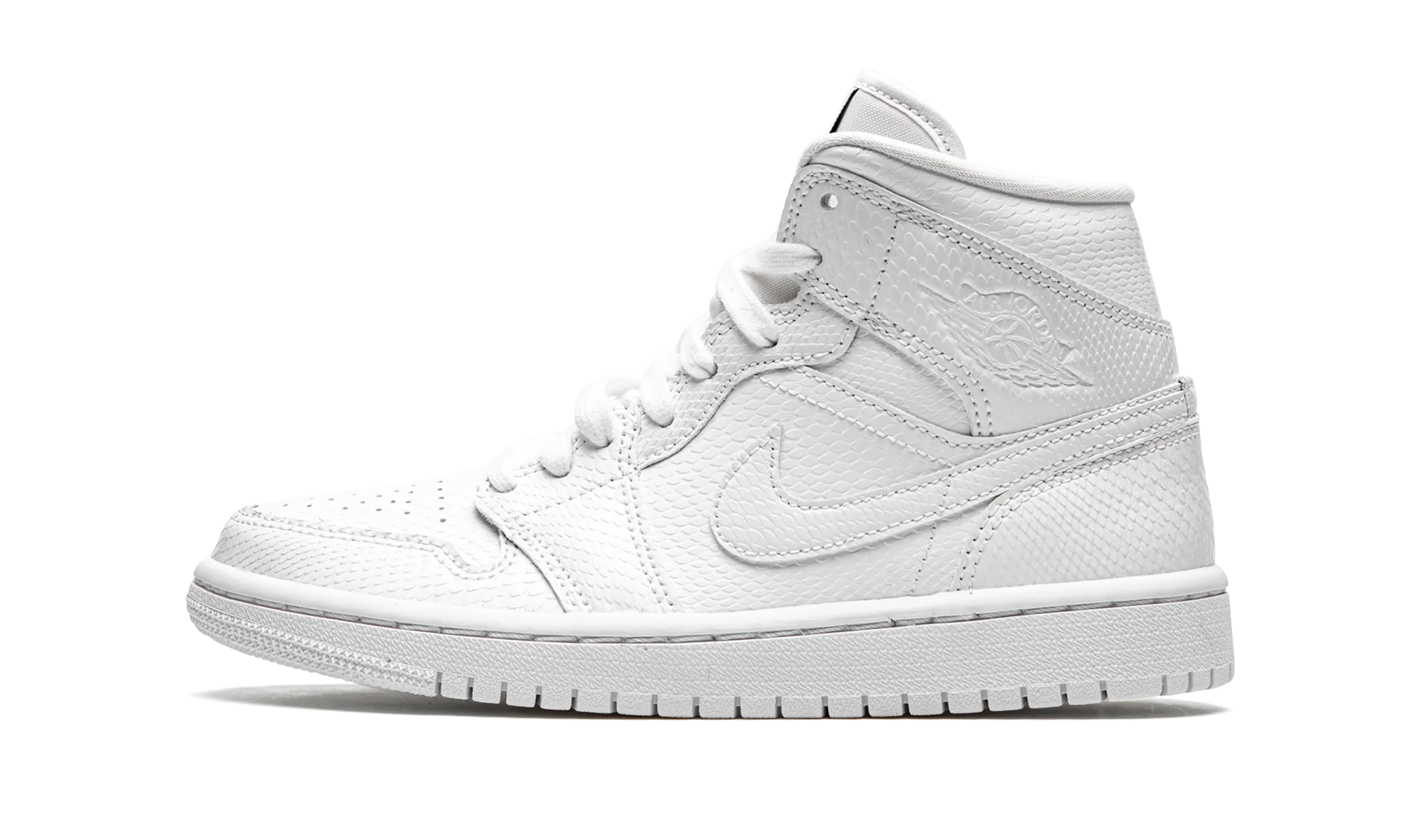 Reinforced Heel Counter Modern Flair AIR JORDAN 1 MID WMNS "White Snakeskin"