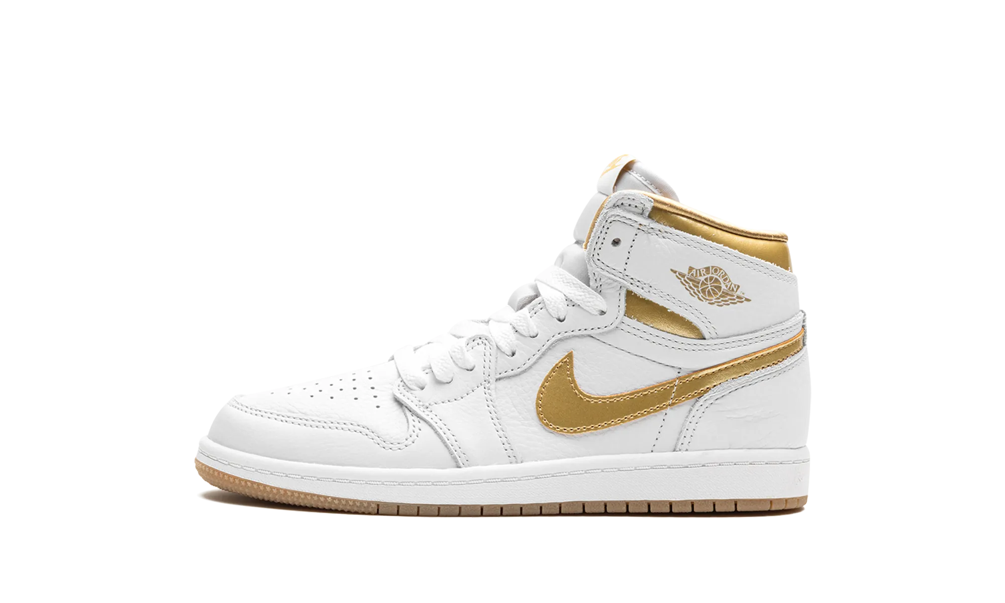 Air Jordan 1 Retro High OG PS "Metallic Gold" Torsion Control Arch Sneaker Style